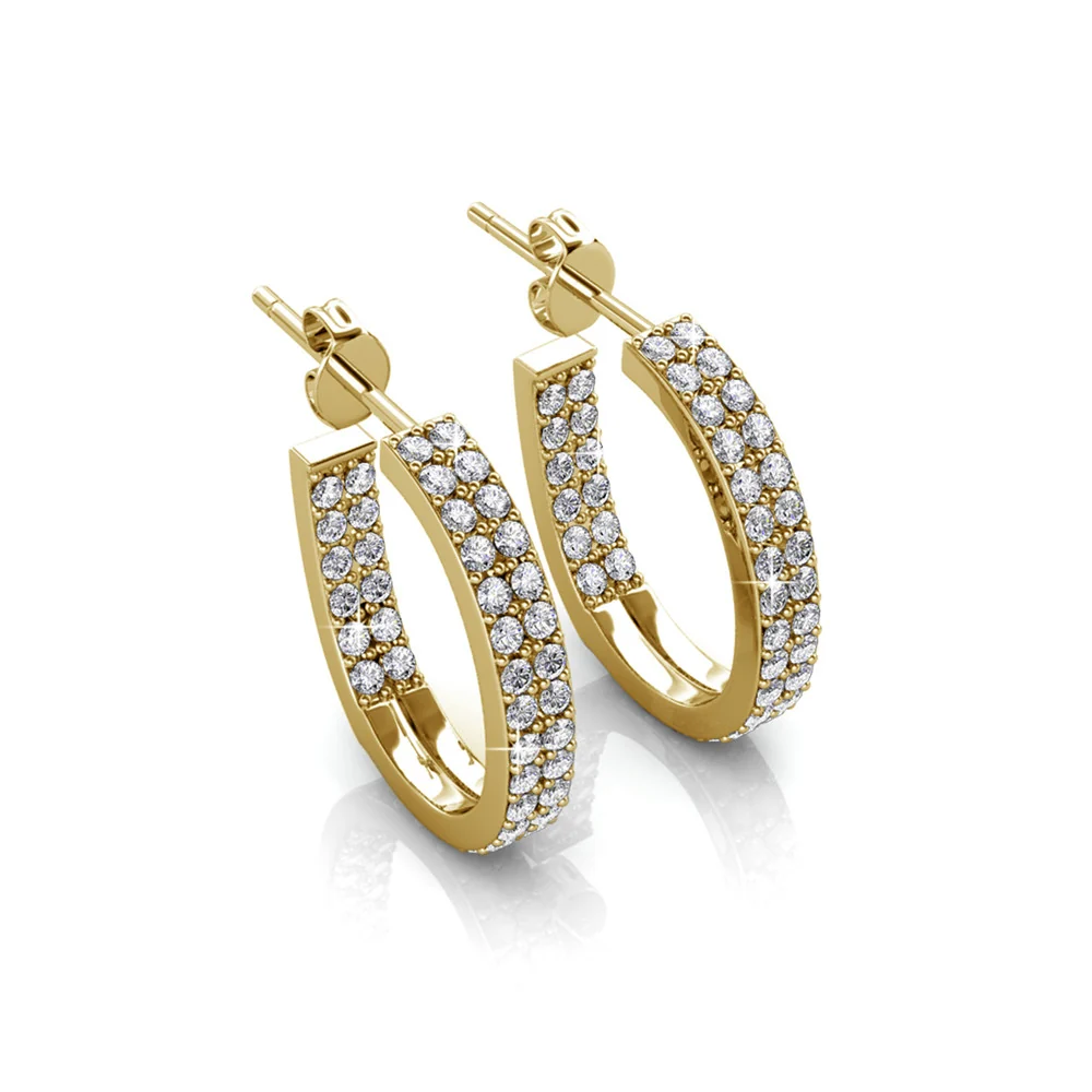 Grace 18k White Gold Plated 19mm Hoop Earrings with Swarovski Crystals - Image 11