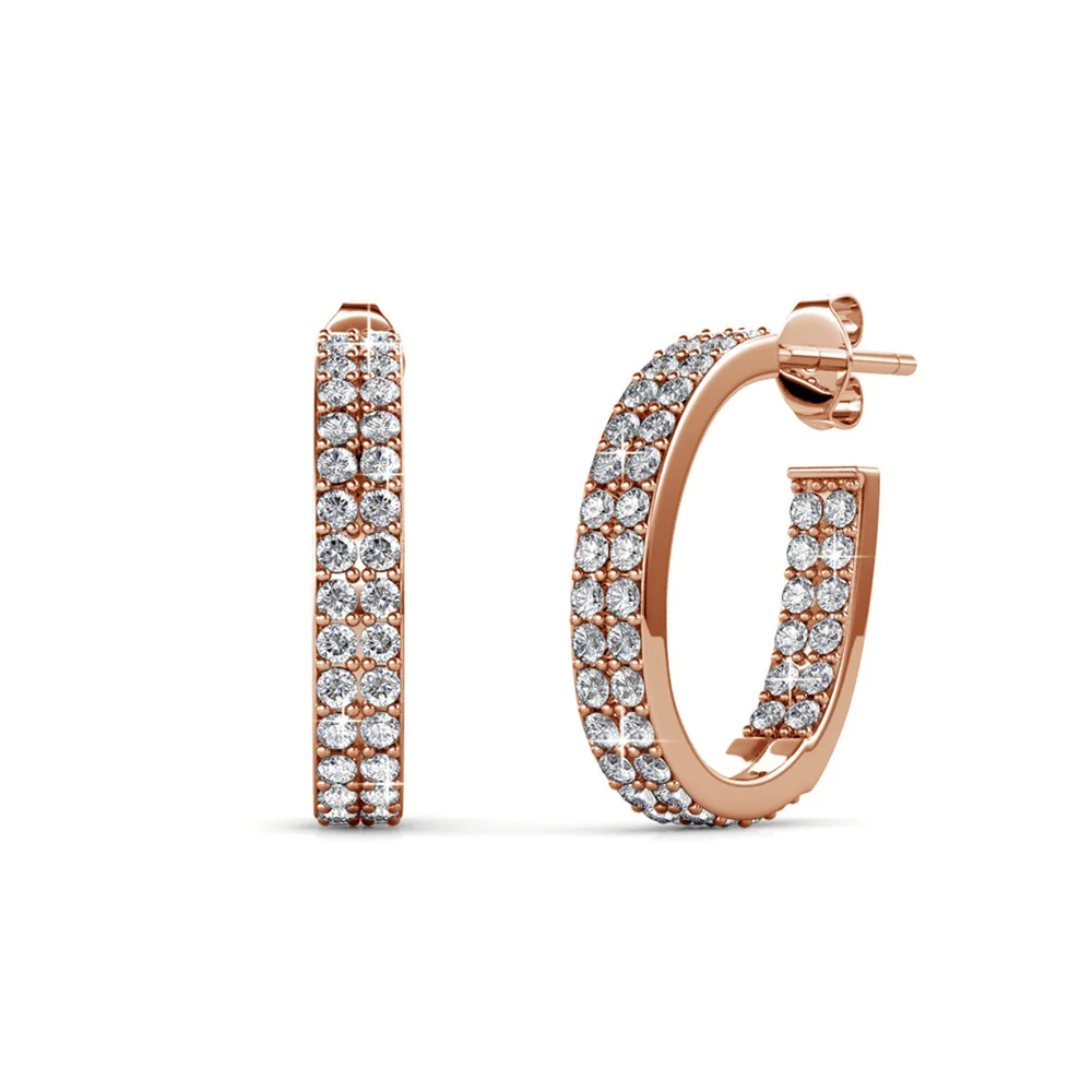Grace 18k White Gold Plated 19mm Hoop Earrings with Swarovski Crystals - Image 12