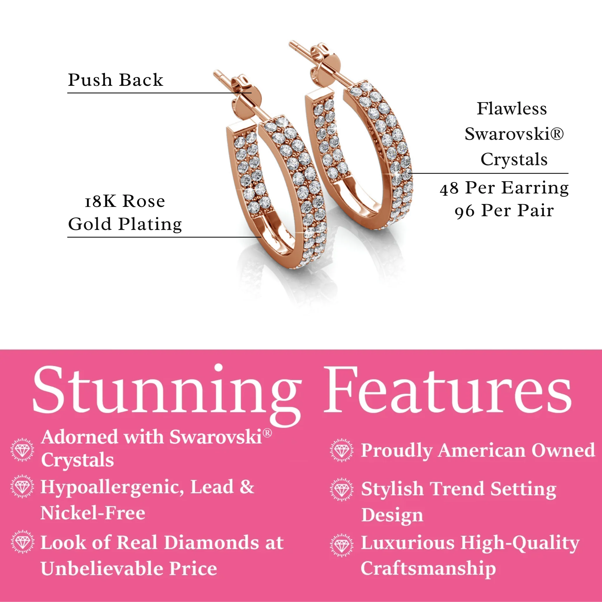 Grace 18k White Gold Plated 19mm Hoop Earrings with Swarovski Crystals - Image 13