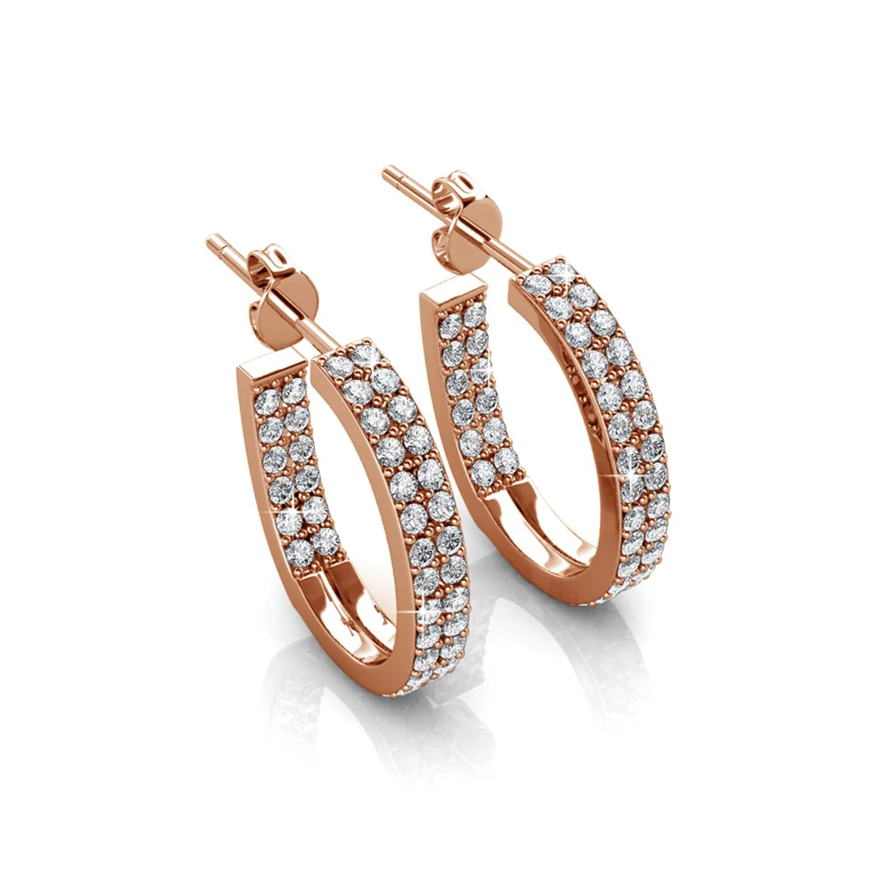 Grace 18k White Gold Plated 19mm Hoop Earrings with Swarovski Crystals - Image 14
