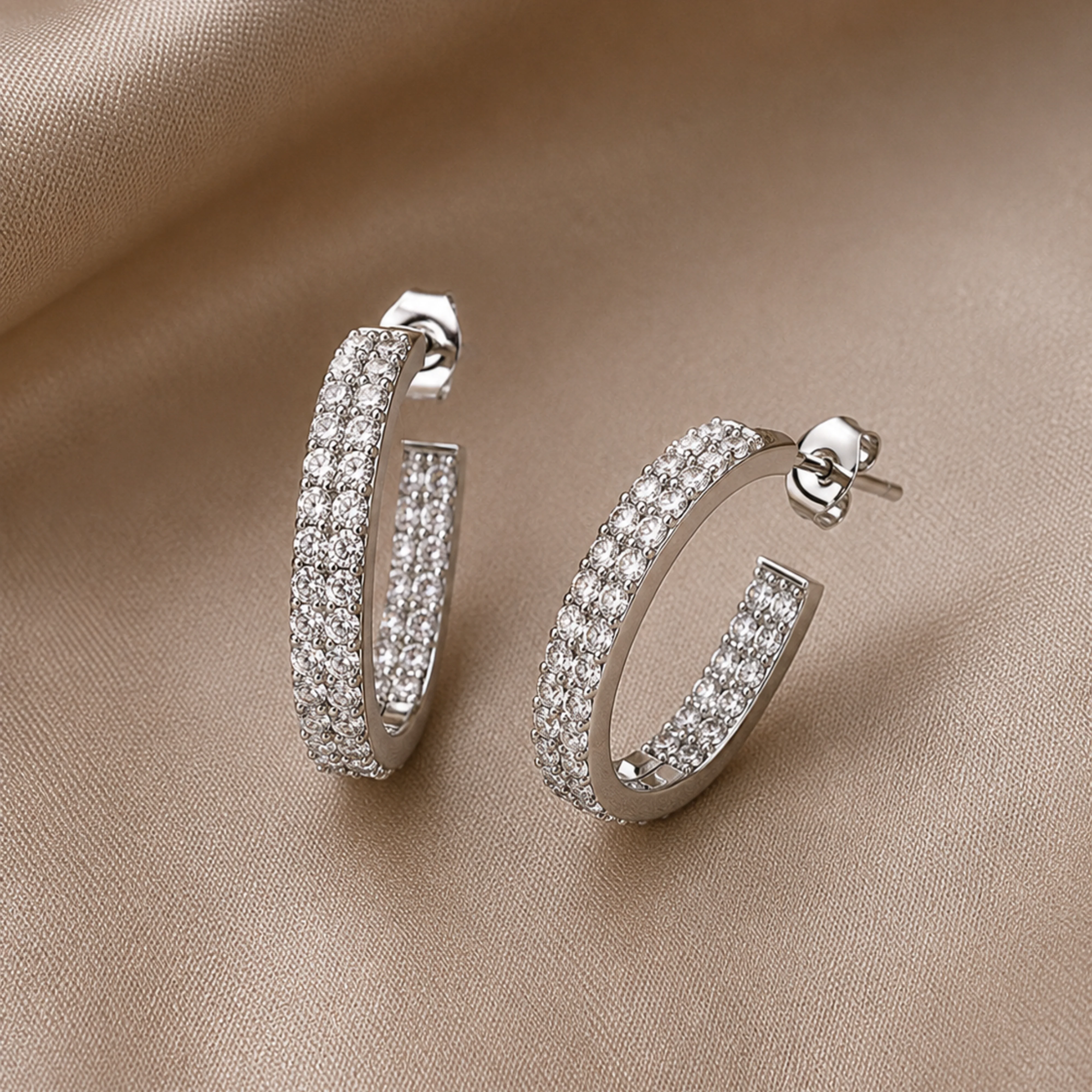 Grace 18k White Gold Plated 19mm Hoop Earrings with Swarovski Crystals - Image 7