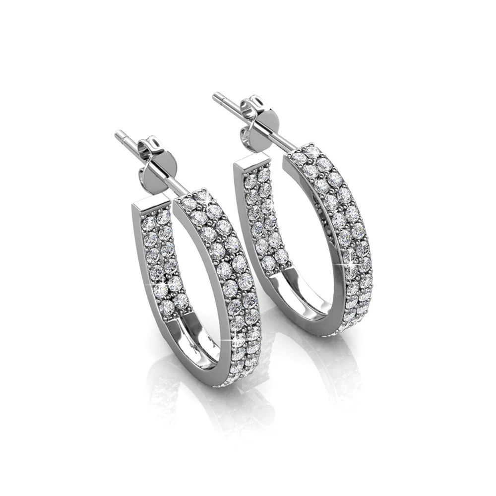 Grace 18k White Gold Plated 19mm Hoop Earrings with Swarovski Crystals - Image 8