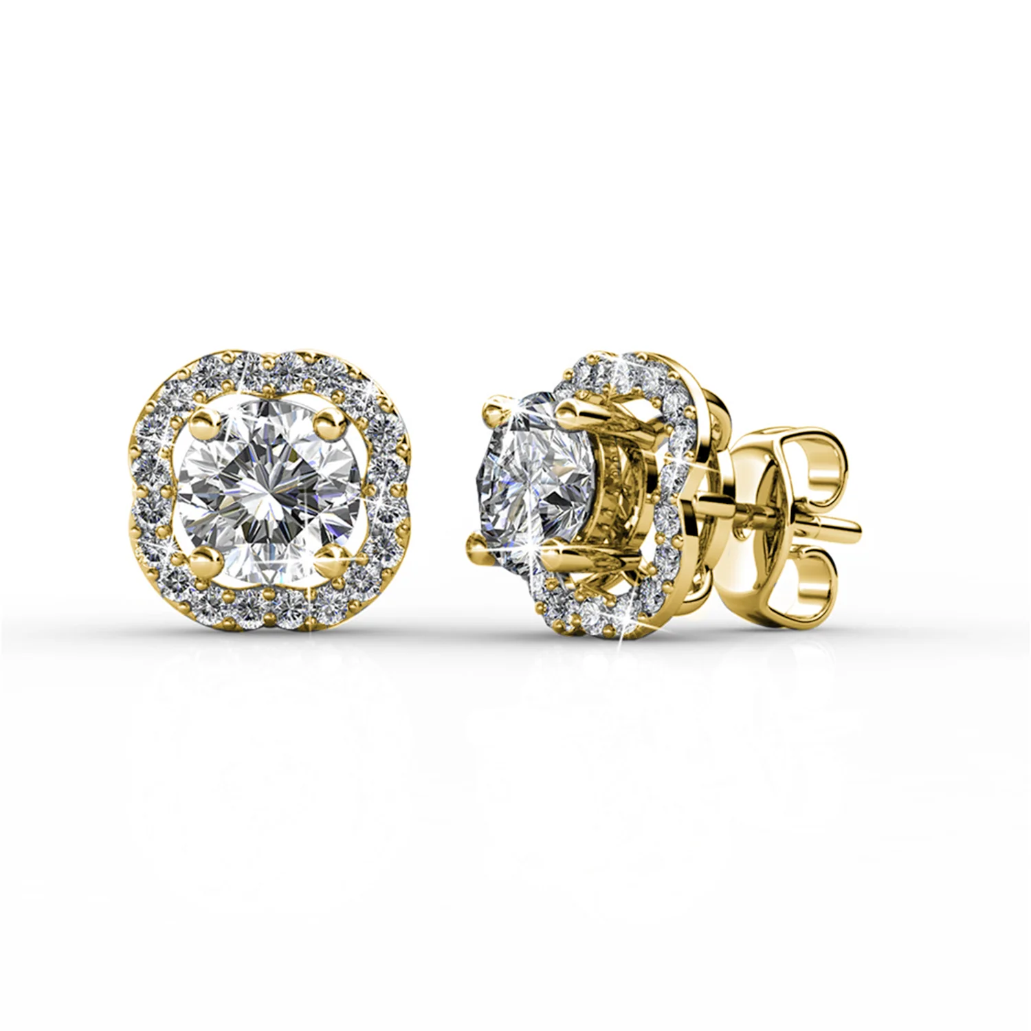 Haddie 18k White Gold Plated 2-in-1 Halo Stud Earrings with Swarovski Crystals - Image 11