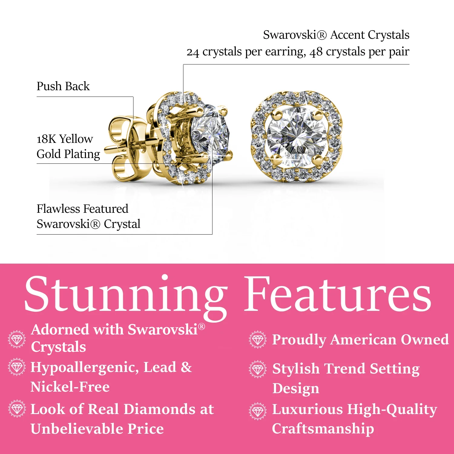 Haddie 18k White Gold Plated 2-in-1 Halo Stud Earrings with Swarovski Crystals - Image 12