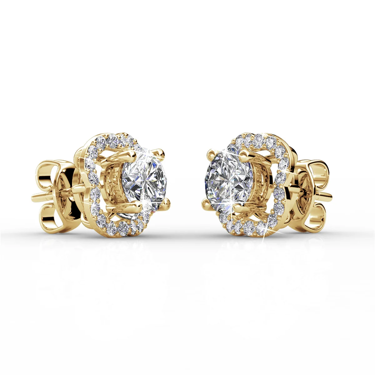 Haddie 18k White Gold Plated 2-in-1 Halo Stud Earrings with Swarovski Crystals - Image 13