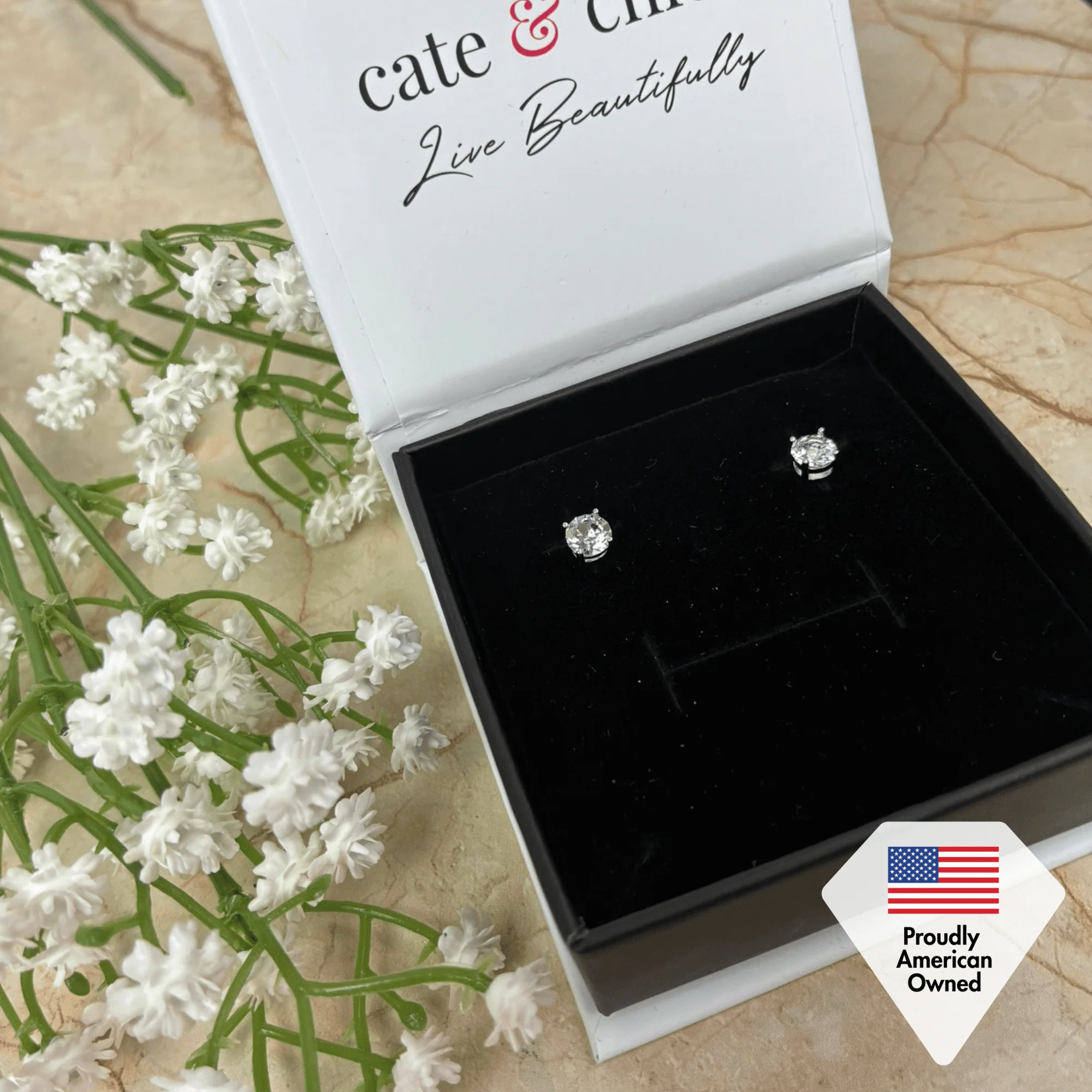Haddie 18k White Gold Plated 2-in-1 Halo Stud Earrings with Swarovski Crystals - Image 8