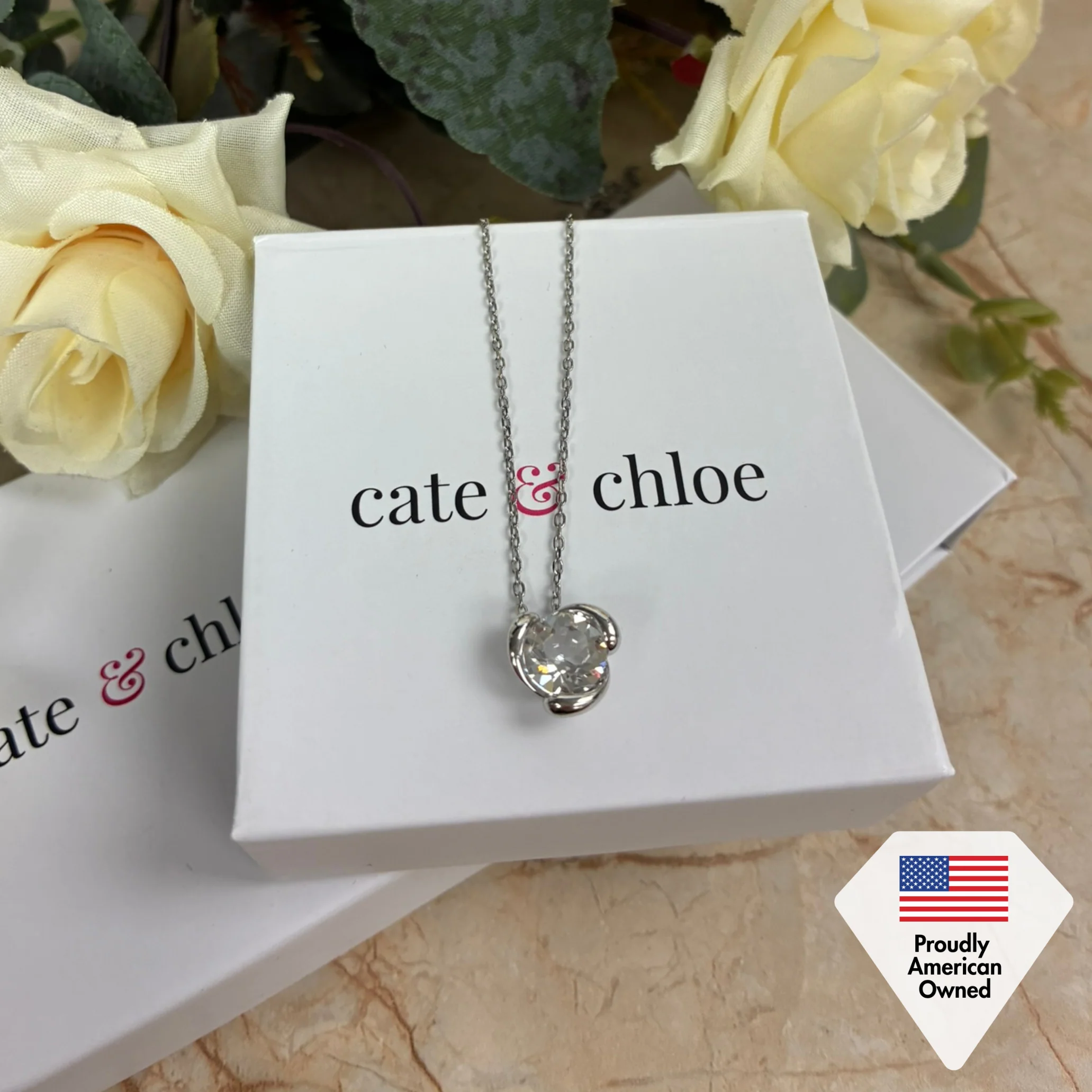 Harmony 18k White Gold Plated Necklace with Round Cut Solitaire Swarovski Crystal - Image 7