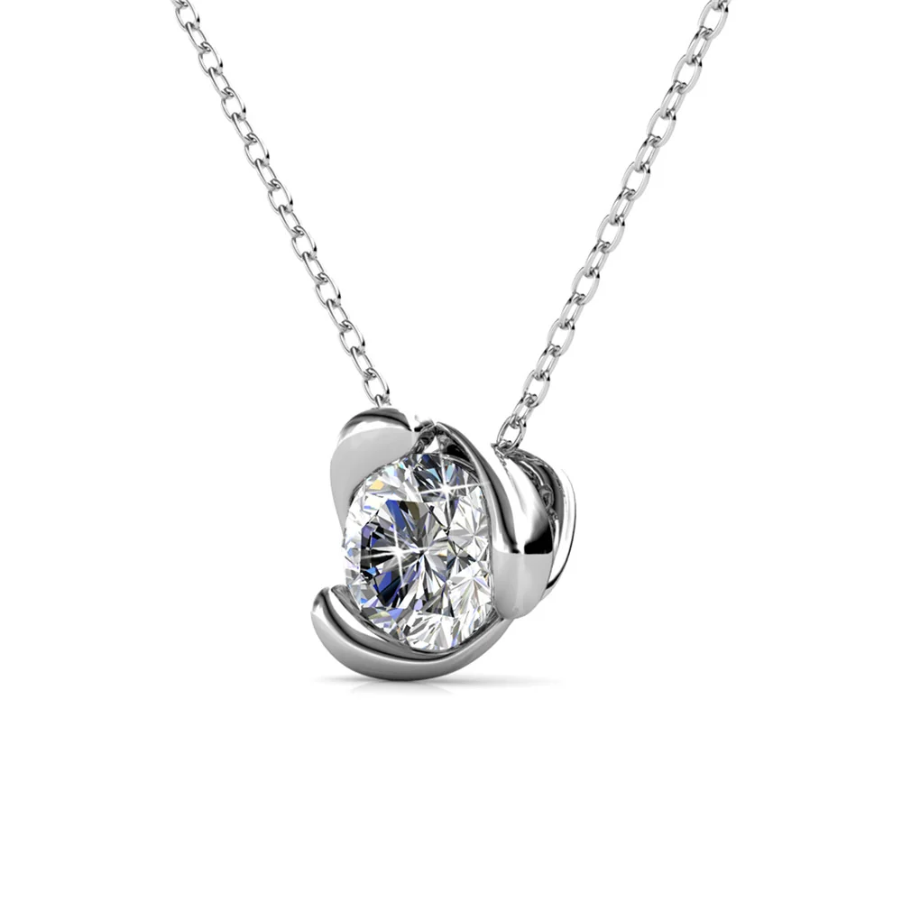 Harmony 18k White Gold Plated Necklace with Round Cut Solitaire Swarovski Crystal - Image 8