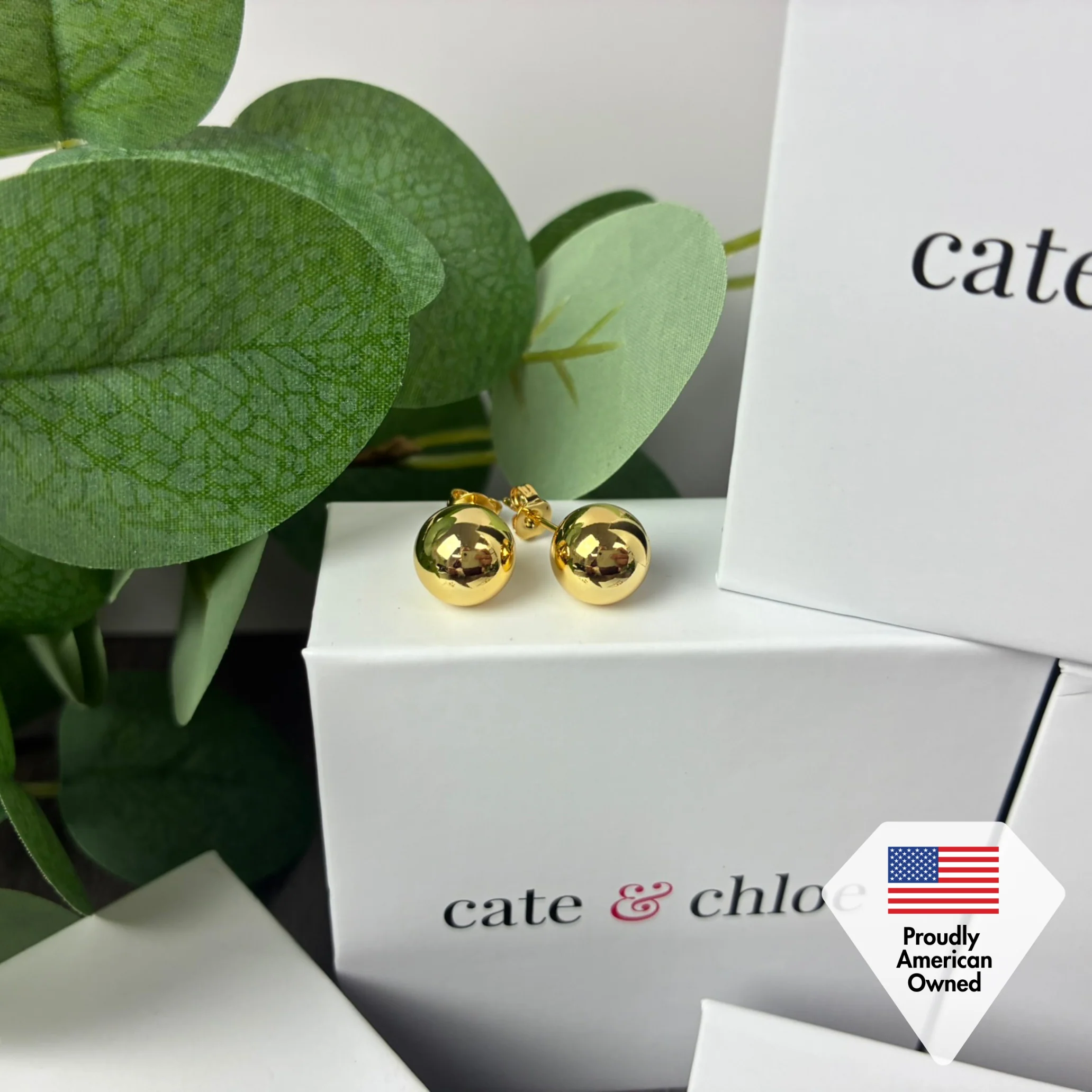 Harper 18k White Gold Plated Ball Stud Earrings - Image 7