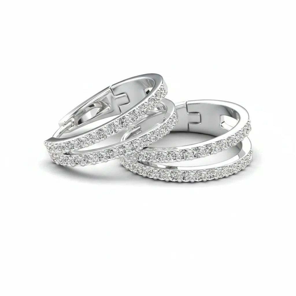 Helen 18k White Gold Plated 22mm Hoop Earrings with Swarovski Crystals - Image 10