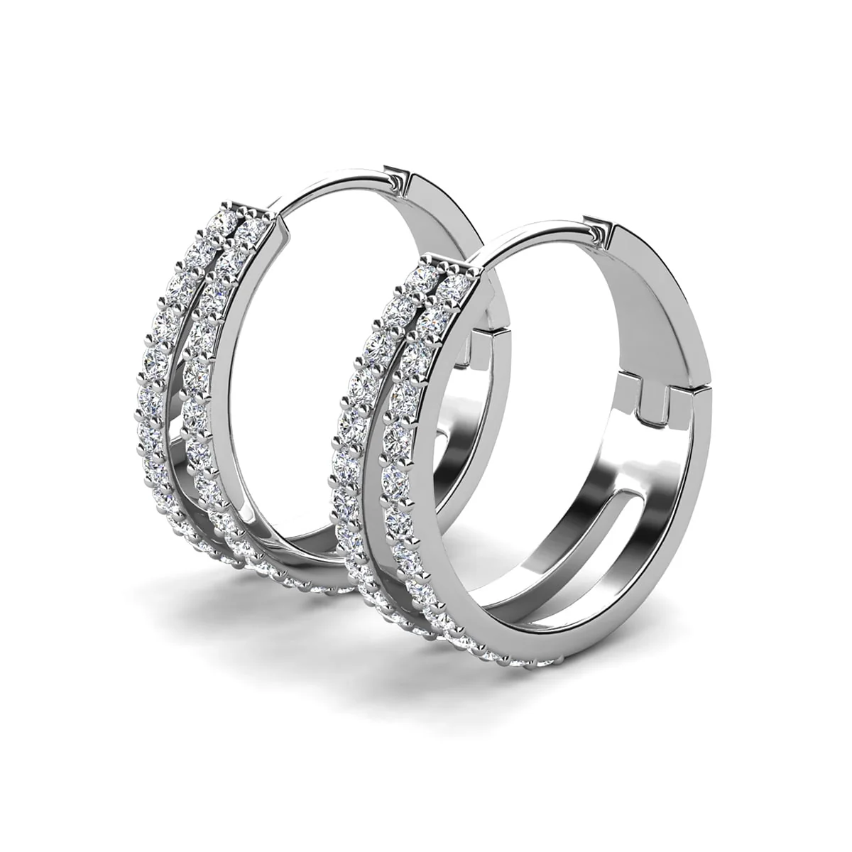 Helen 18k White Gold Plated 22mm Hoop Earrings with Swarovski Crystals - Image 7