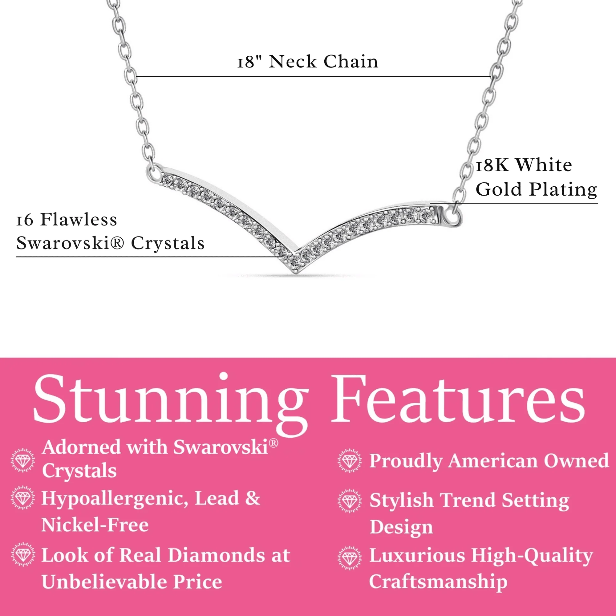 Hope 18k White Gold Plated V Linear Necklace with Swarovski Crystals & Heartfelt Message for Daughter - Image 4