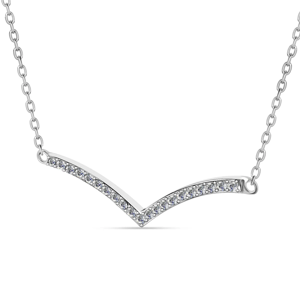 Hope 18k White Gold Plated V Pendant Necklace & Strength and Peace Boho Card - Image 11