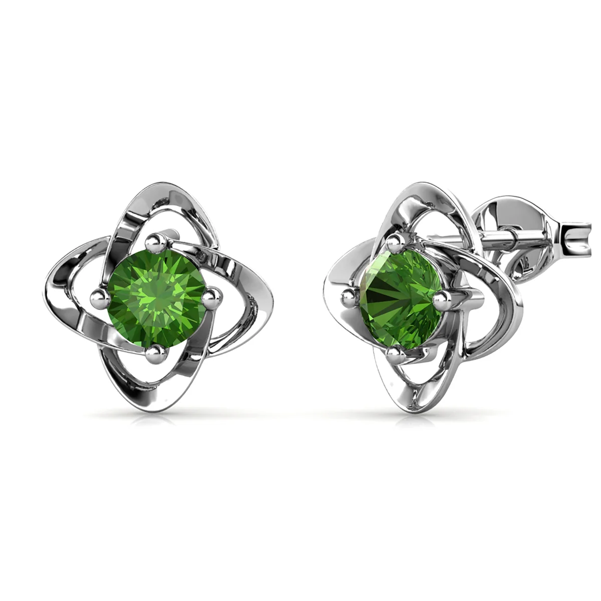 Infinity August Birthstone Peridot Earrings 18k White Gold Plated Silver Birthstone Earrings with Swarovski Crystal - Image 4