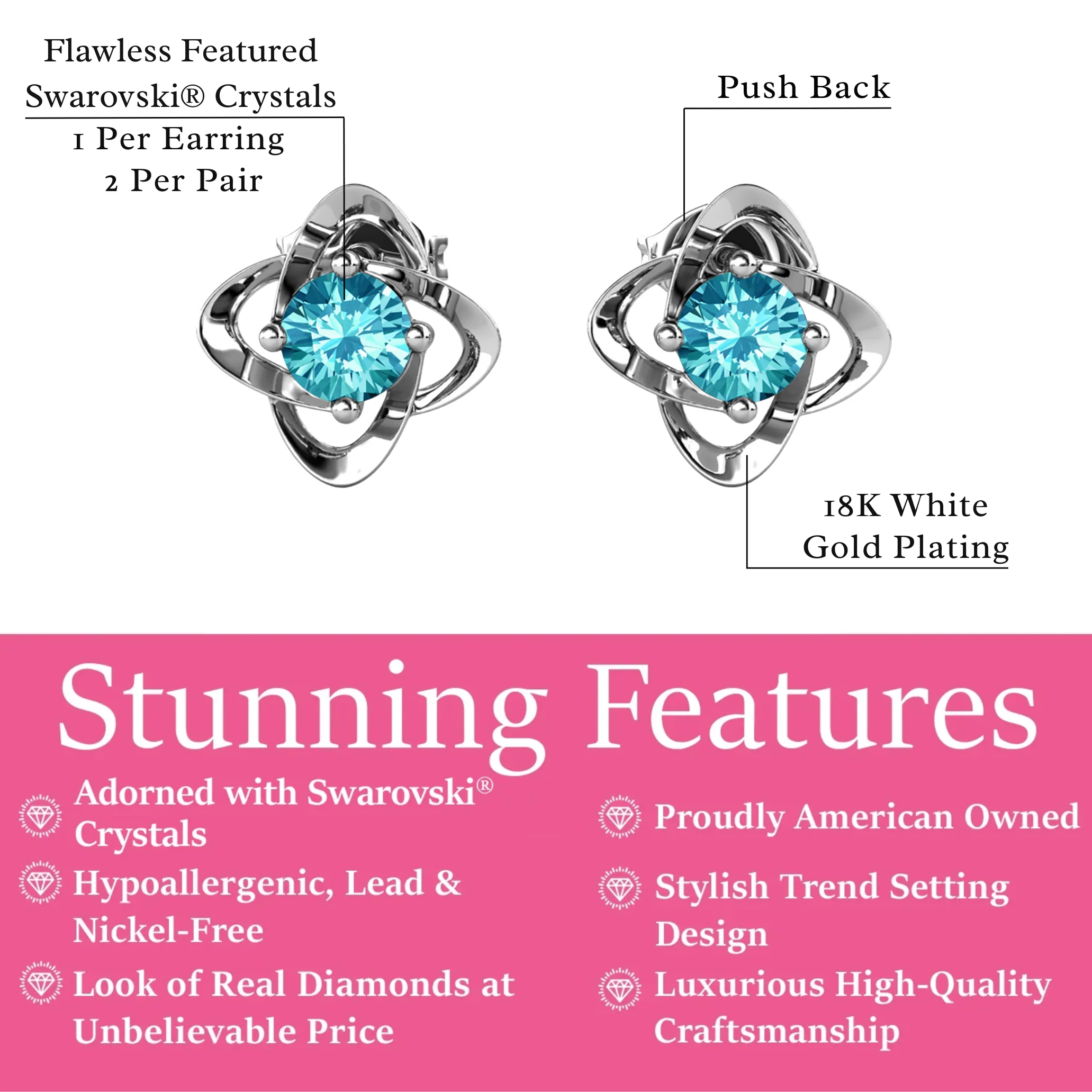 Infinity 18k White Gold Plated Birthstone Flower Earrings with Swarovski Crystals - Image 14
