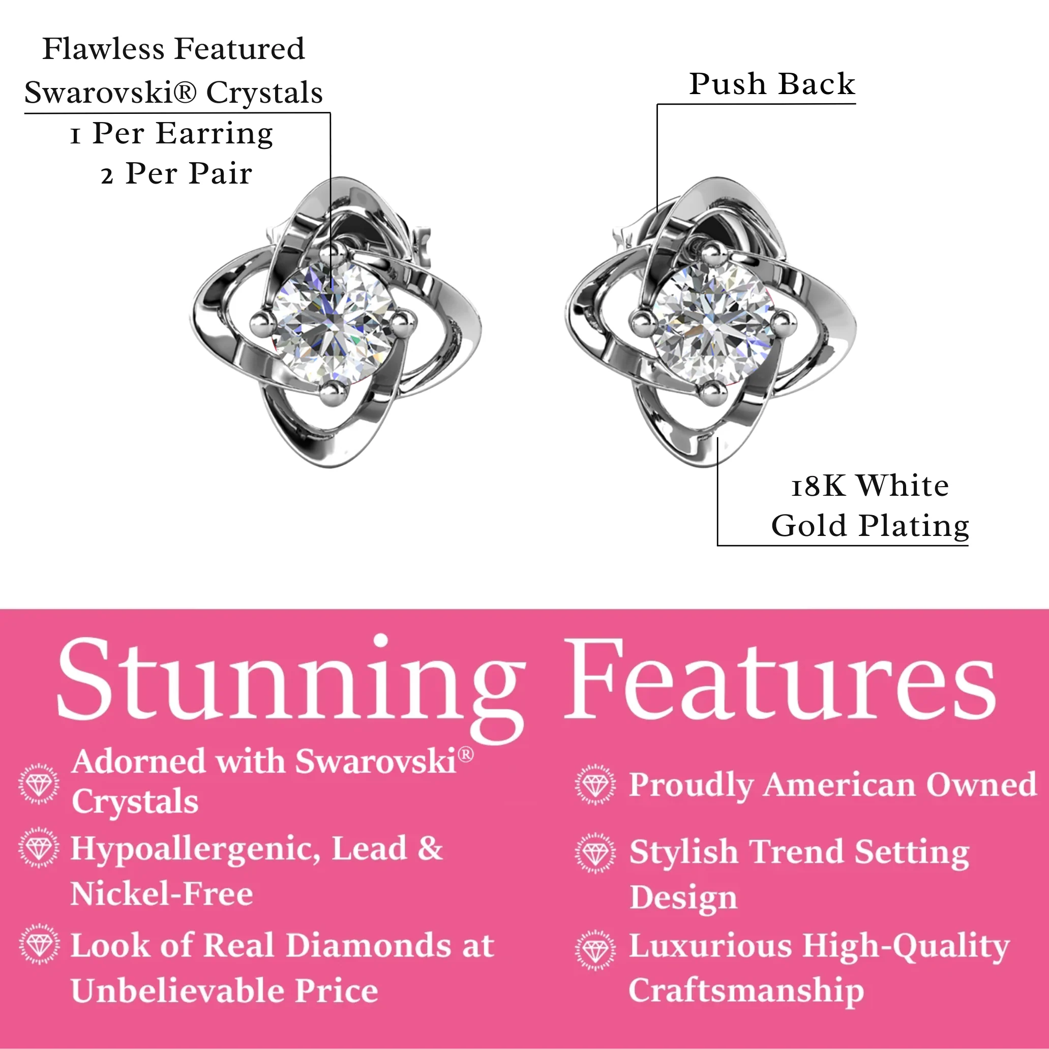 Infinity 18k White Gold Plated Birthstone Flower Earrings with Swarovski Crystals - Image 18