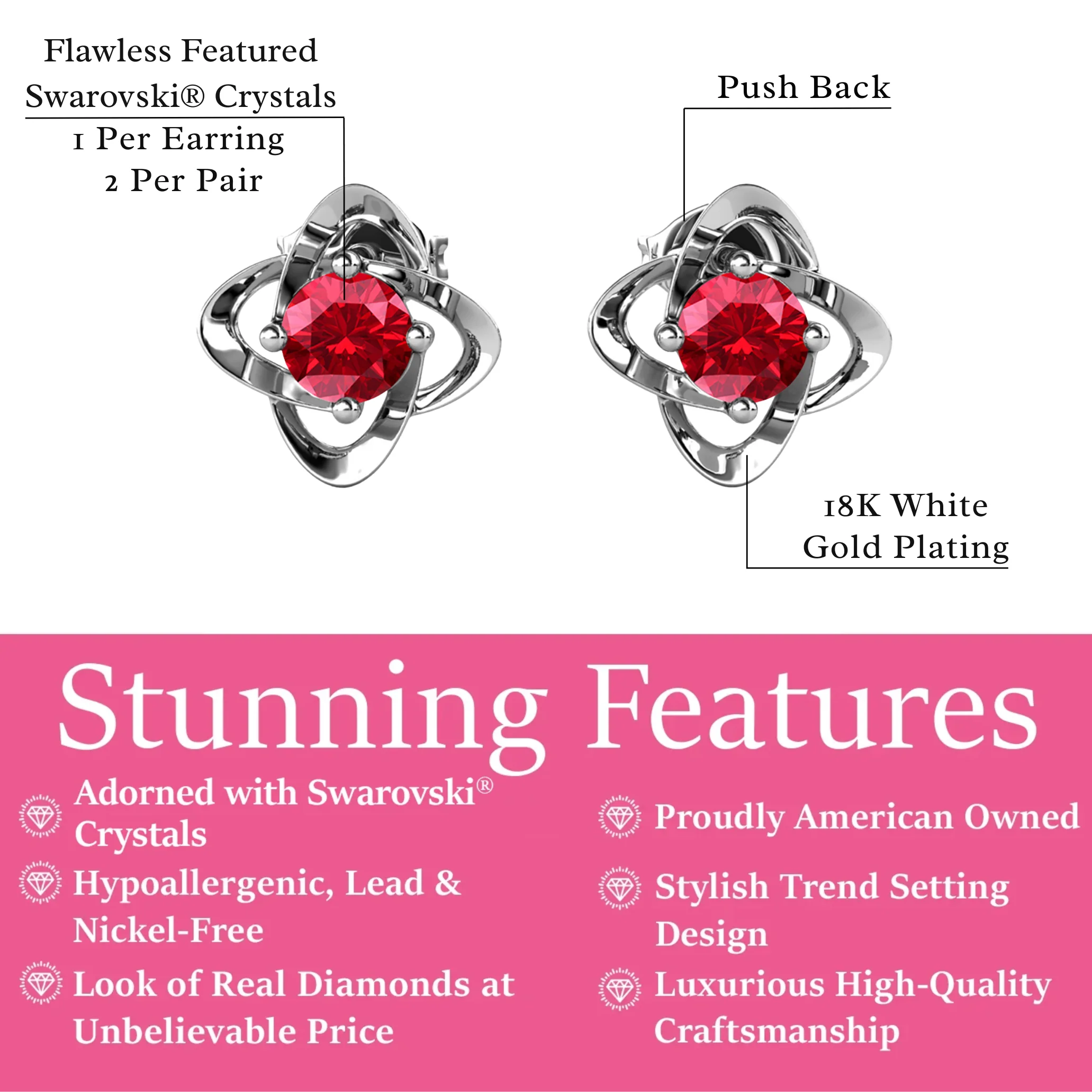 Infinity 18k White Gold Plated Birthstone Flower Earrings with Swarovski Crystals - Image 30