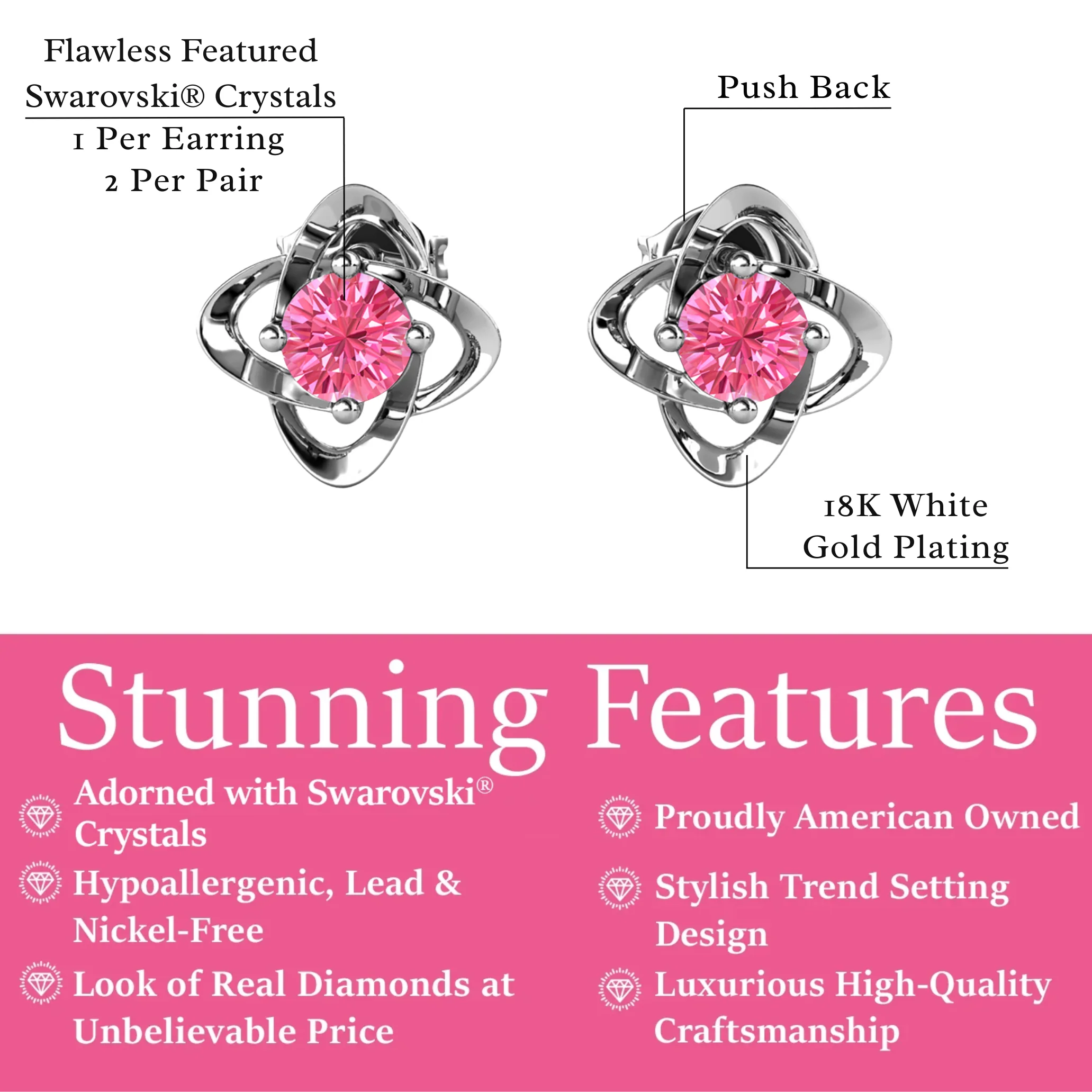 Infinity 18k White Gold Plated Birthstone Flower Earrings with Swarovski Crystals - Image 42