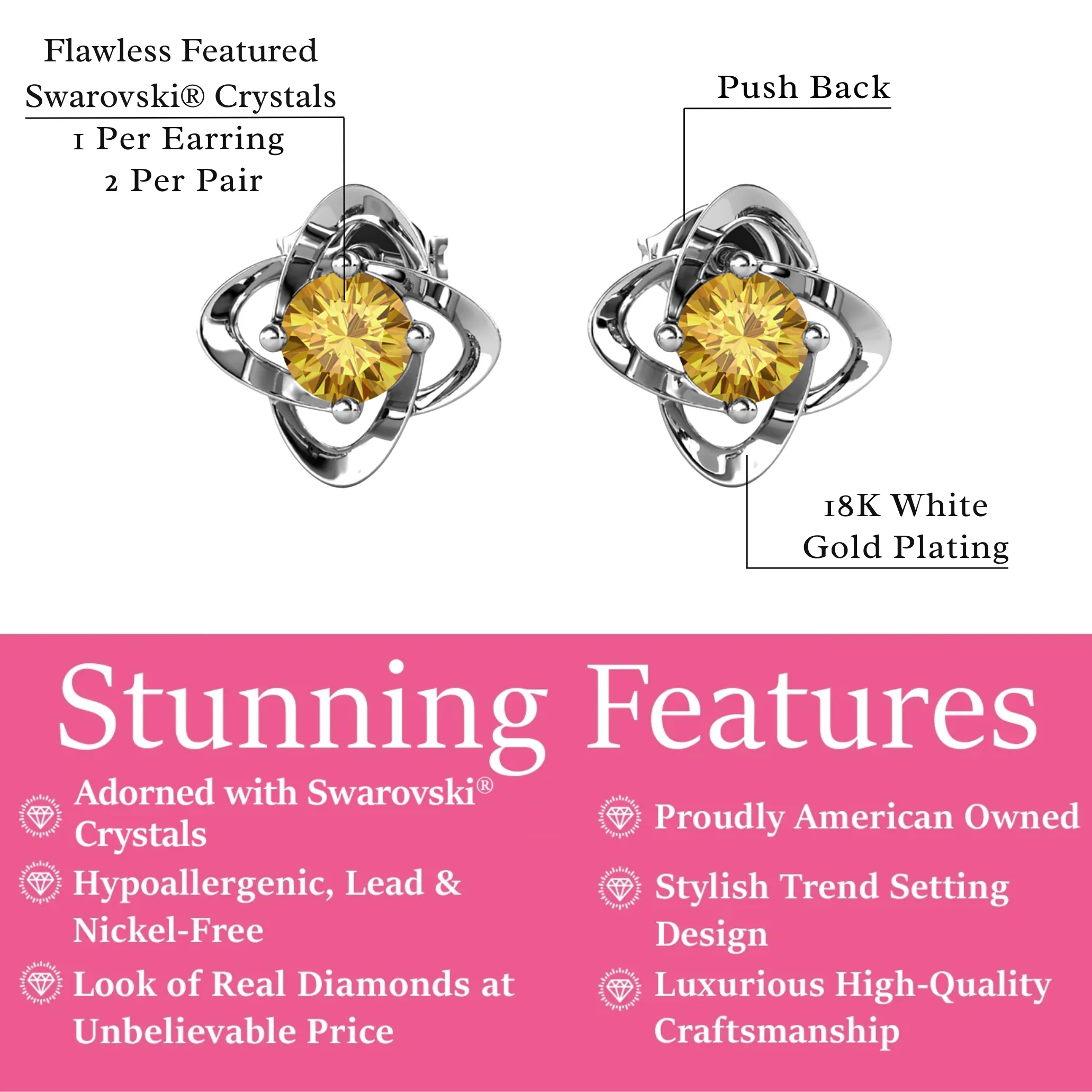 Infinity 18k White Gold Plated Birthstone Flower Earrings with Swarovski Crystals - Image 46