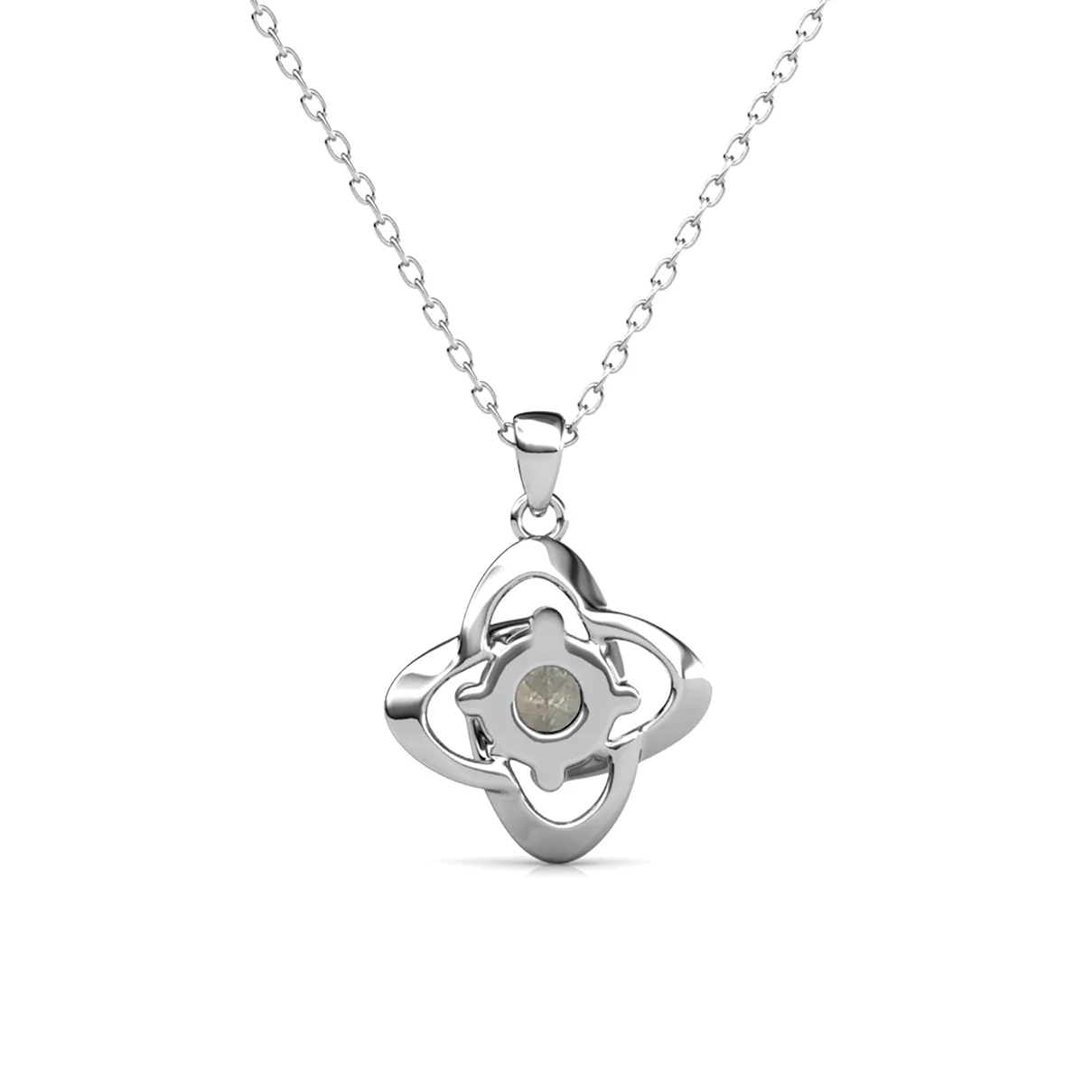Infinity May Birthstone Emerald Necklace 18k White Gold Plated Silver Birthstone Necklace with Swarovski Crystal - Image 5