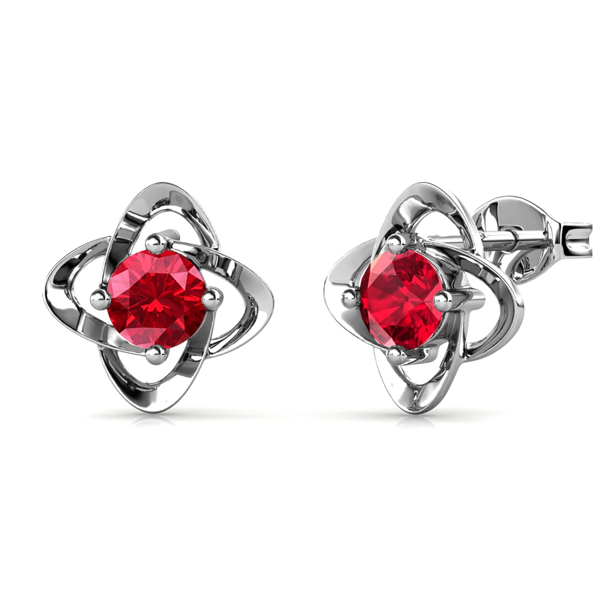 Infinity July Birthstone Ruby Earrings 18k White Gold Plated Silver Birthstone Earrings with Swarovski Crystal - Image 4