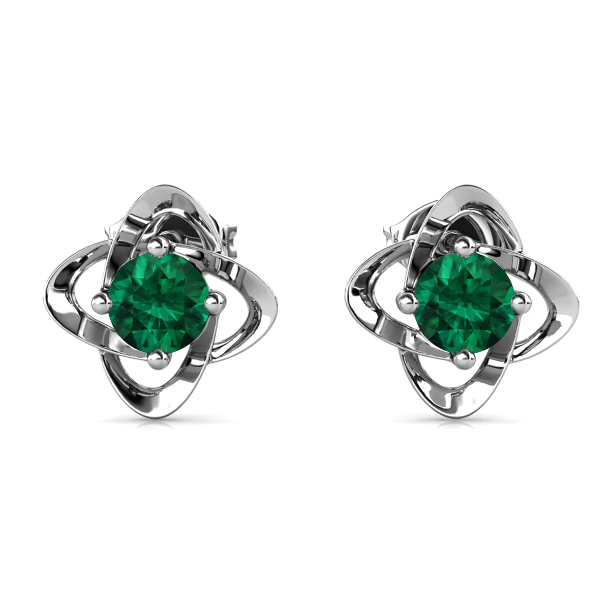 Infinity 18k White Gold Plated Birthstone Flower Earrings with Swarovski Crystals - Image 23