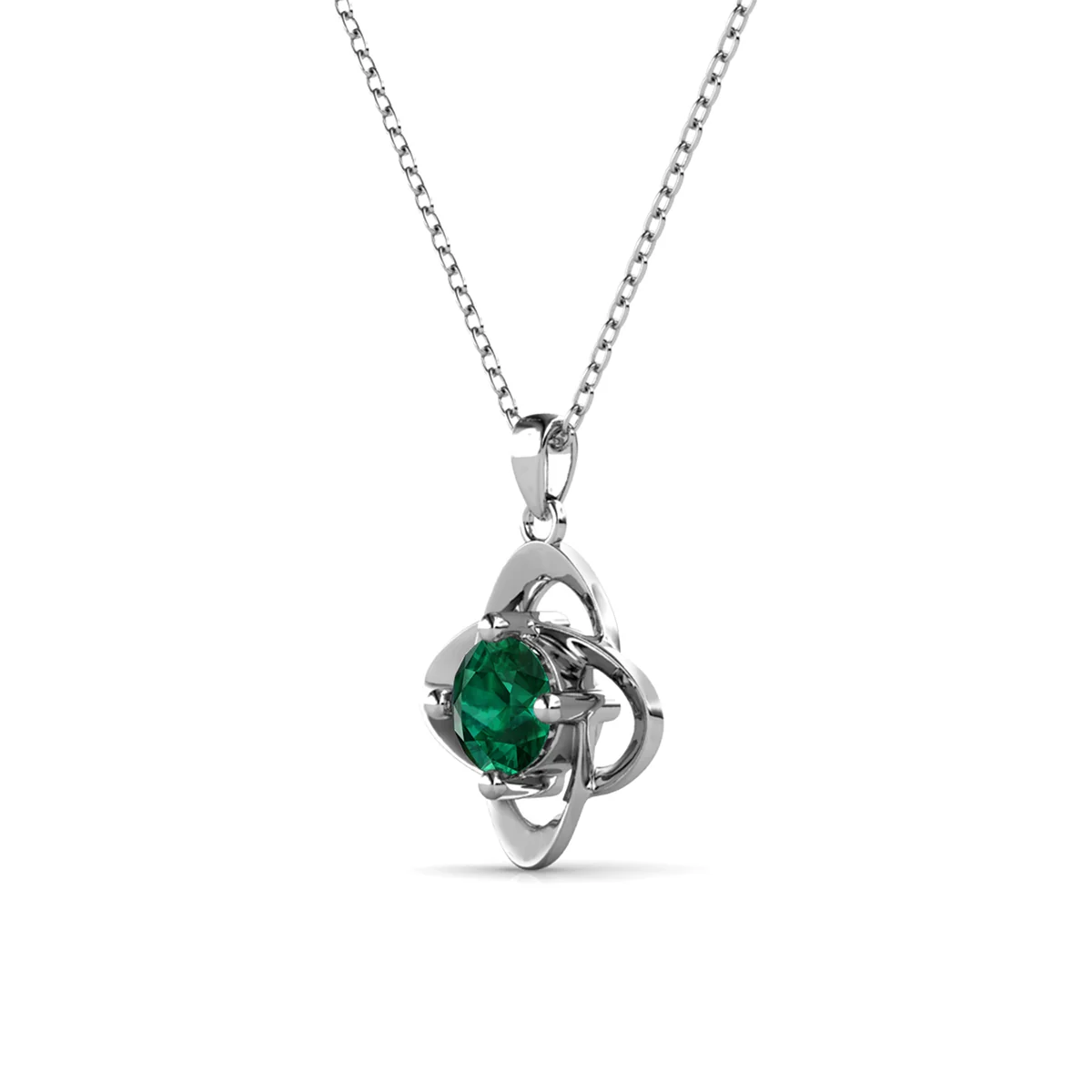 Infinity May Birthstone Emerald Necklace 18k White Gold Plated Silver Birthstone Necklace with Swarovski Crystal - Image 4