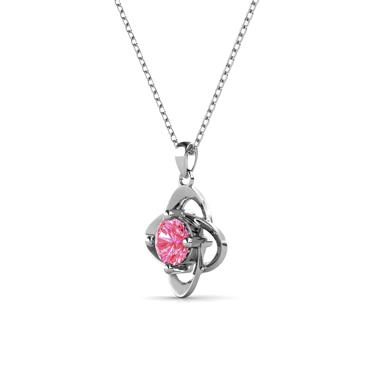 Infinity 18k White Gold Plated Birthstone Flower Necklace with Swarovski Crystal - Image 34
