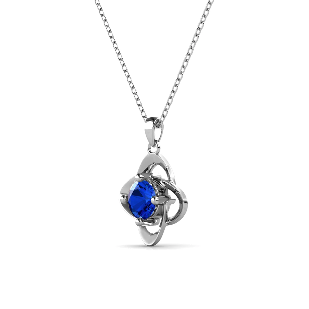 Infinity September Birthstone Sapphire Necklace 18k White Gold Plated Silver Birthstone Necklace with Swarovski Crystal - Image 4