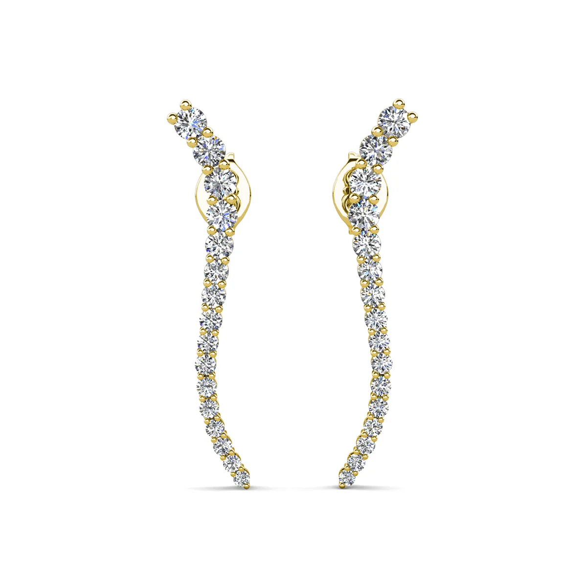 Isabella 18k White Gold Plated Sterling Silver Ear Climber Earrings with Simulated Diamond Crystals - Image 10