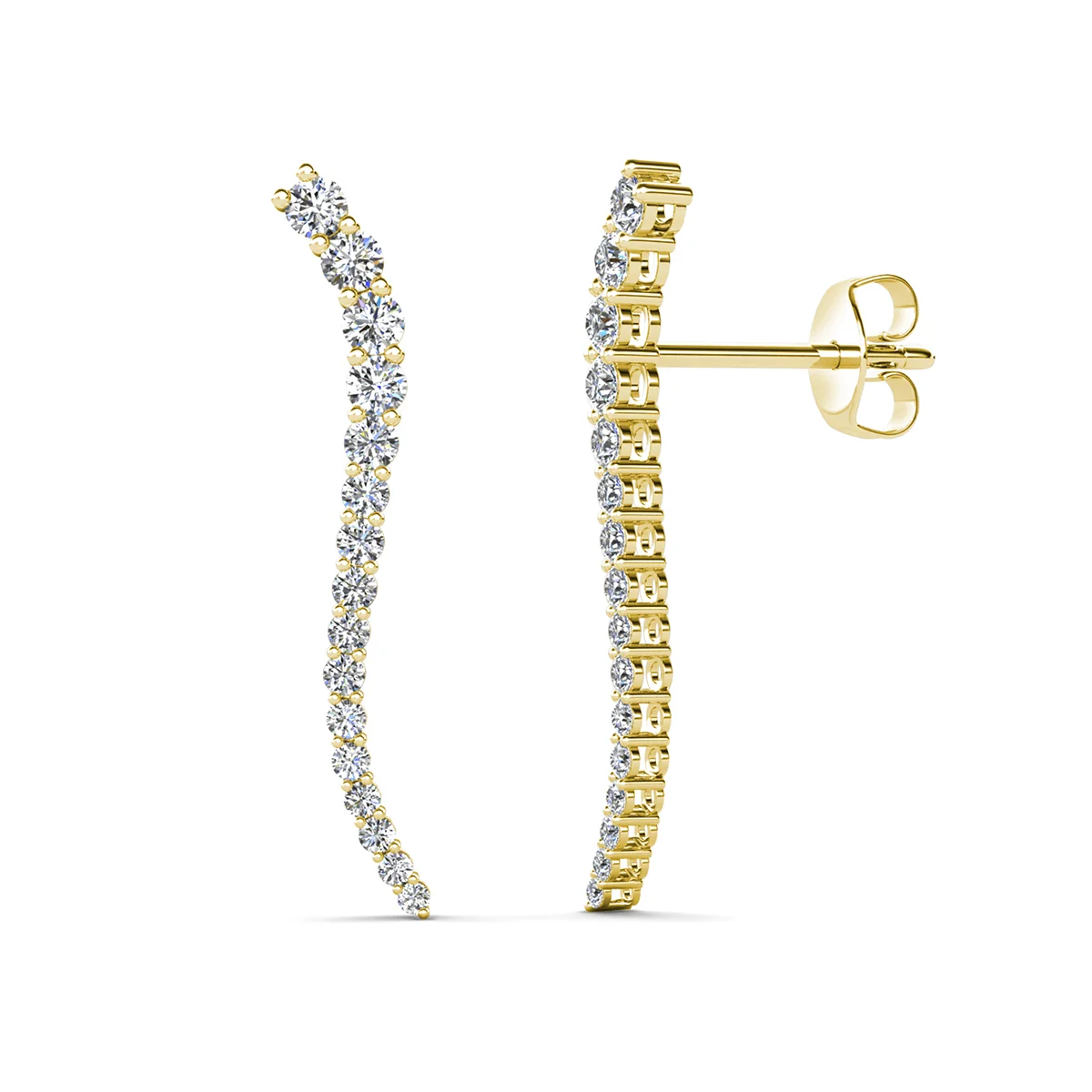 Isabella 18k White Gold Plated Sterling Silver Ear Climber Earrings with Simulated Diamond Crystals - Image 12