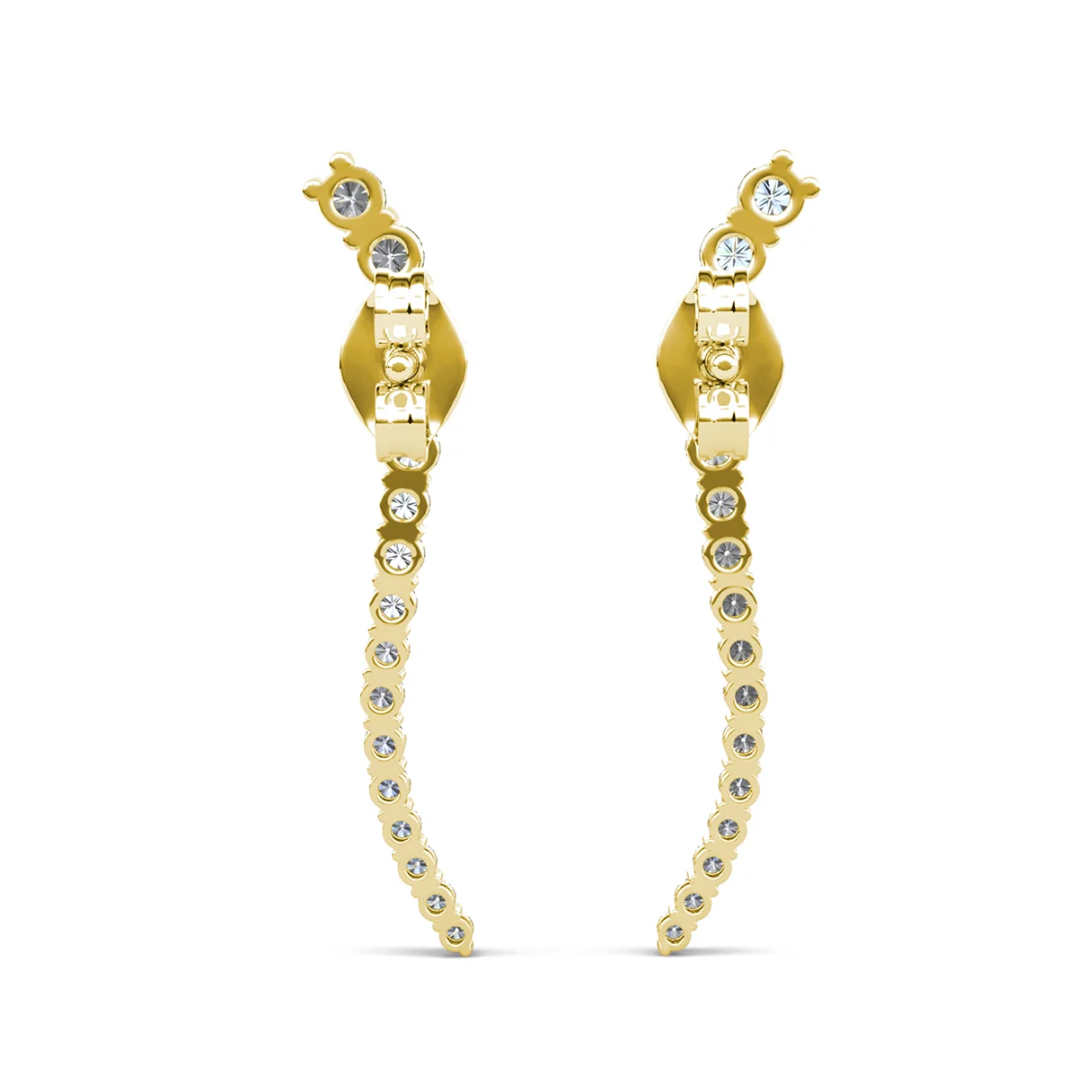 Isabella 18k White Gold Plated Sterling Silver Ear Climber Earrings with Simulated Diamond Crystals - Image 14