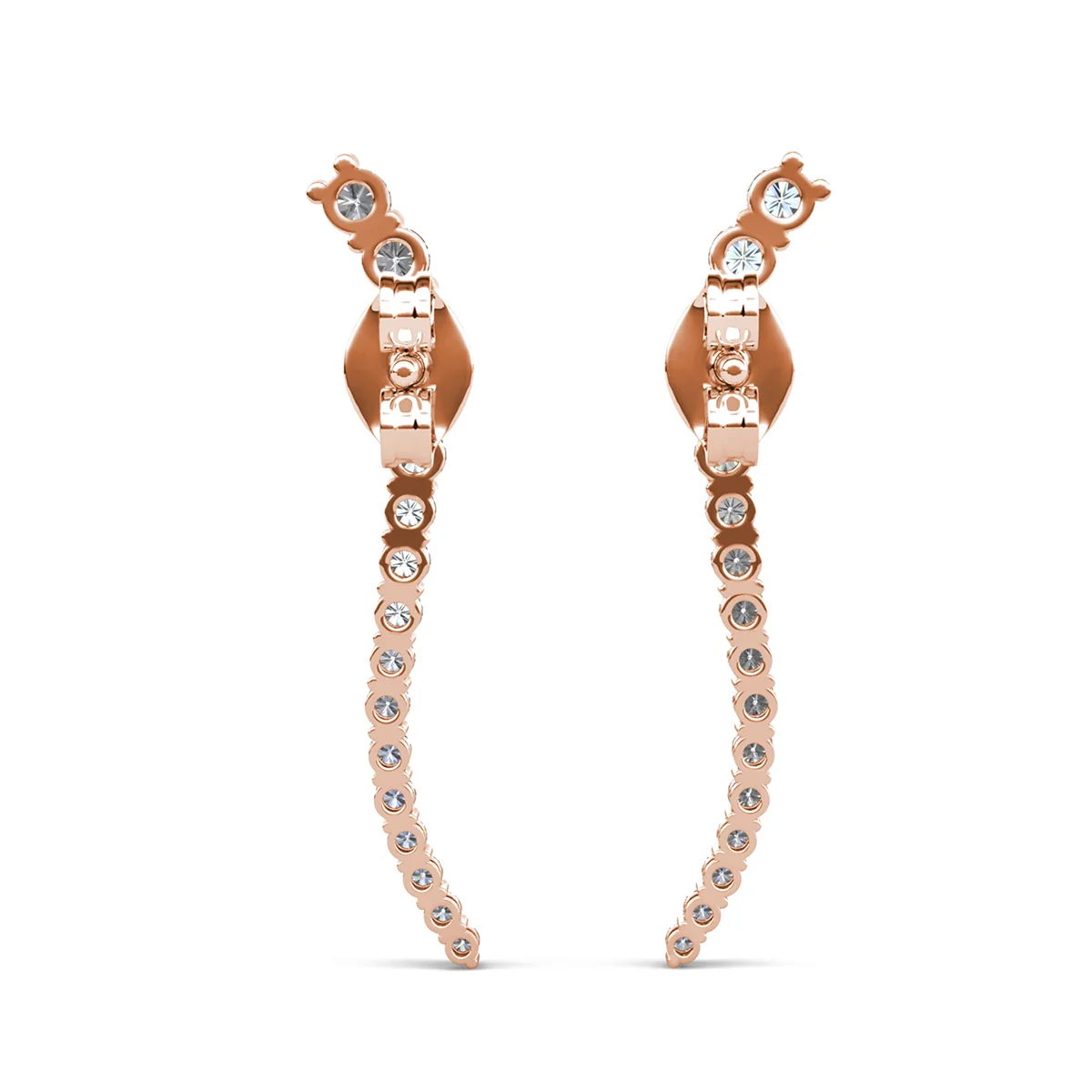 Isabella 18k White Gold Plated Sterling Silver Ear Climber Earrings with Simulated Diamond Crystals - Image 19