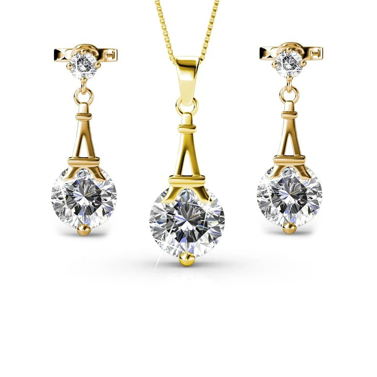 Isla 18k White Gold Plated Necklace and Earrings Jewelry Set with Swarovski Crystals - Image 10