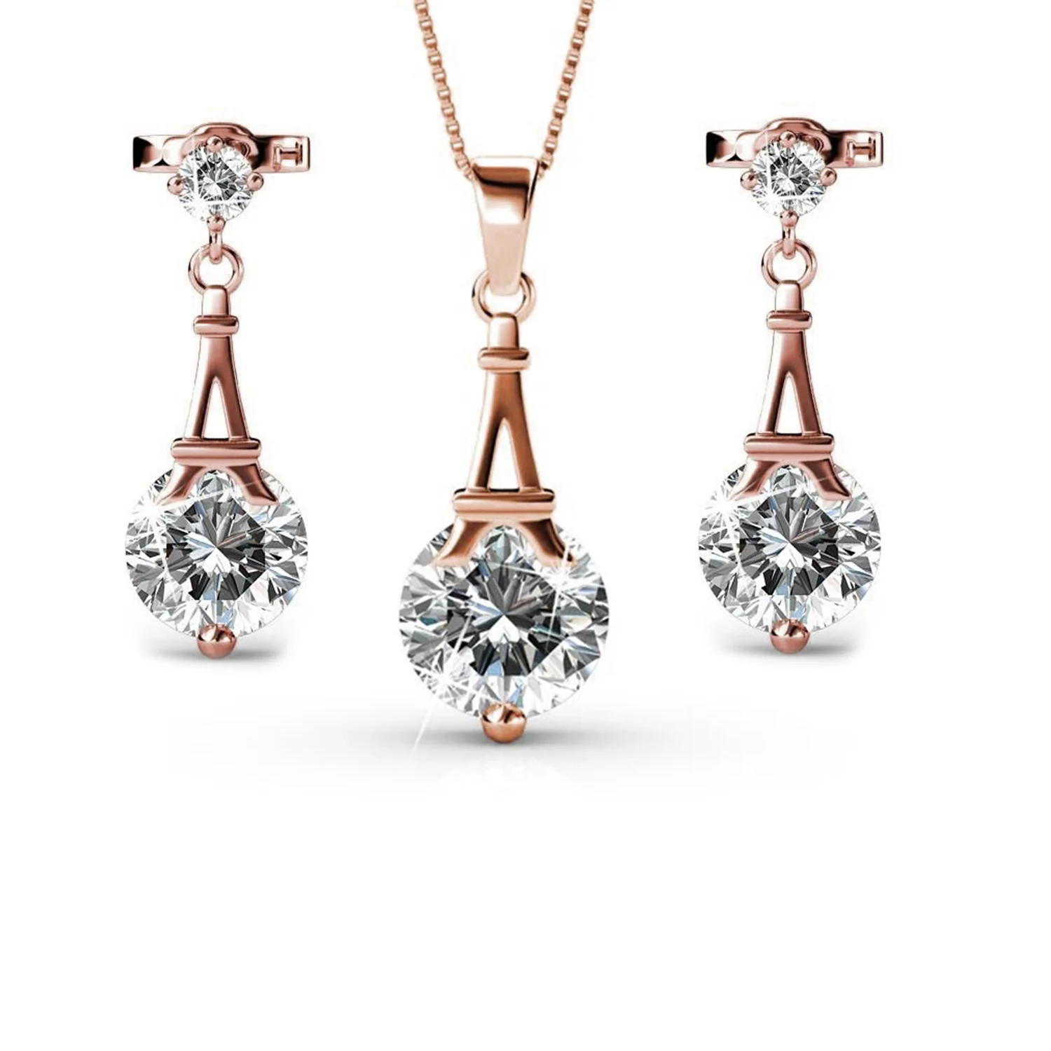 Isla 18k White Gold Plated Necklace and Earrings Jewelry Set with Swarovski Crystals - Image 14