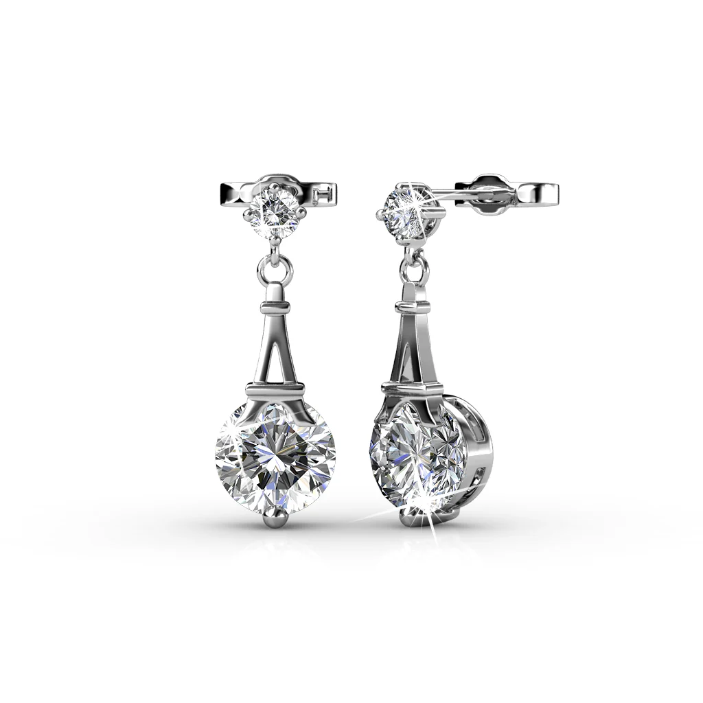 Isla 18k White Gold Plated Necklace and Earrings Jewelry Set with Swarovski Crystals - Image 8