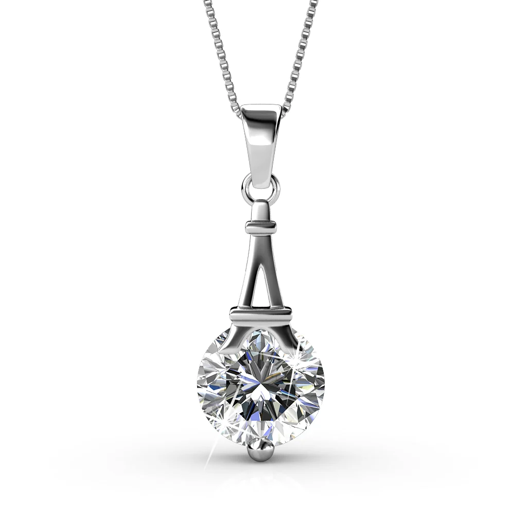 Isla 18k White Gold Plated Necklace and Earrings Jewelry Set with Swarovski Crystals - Image 9