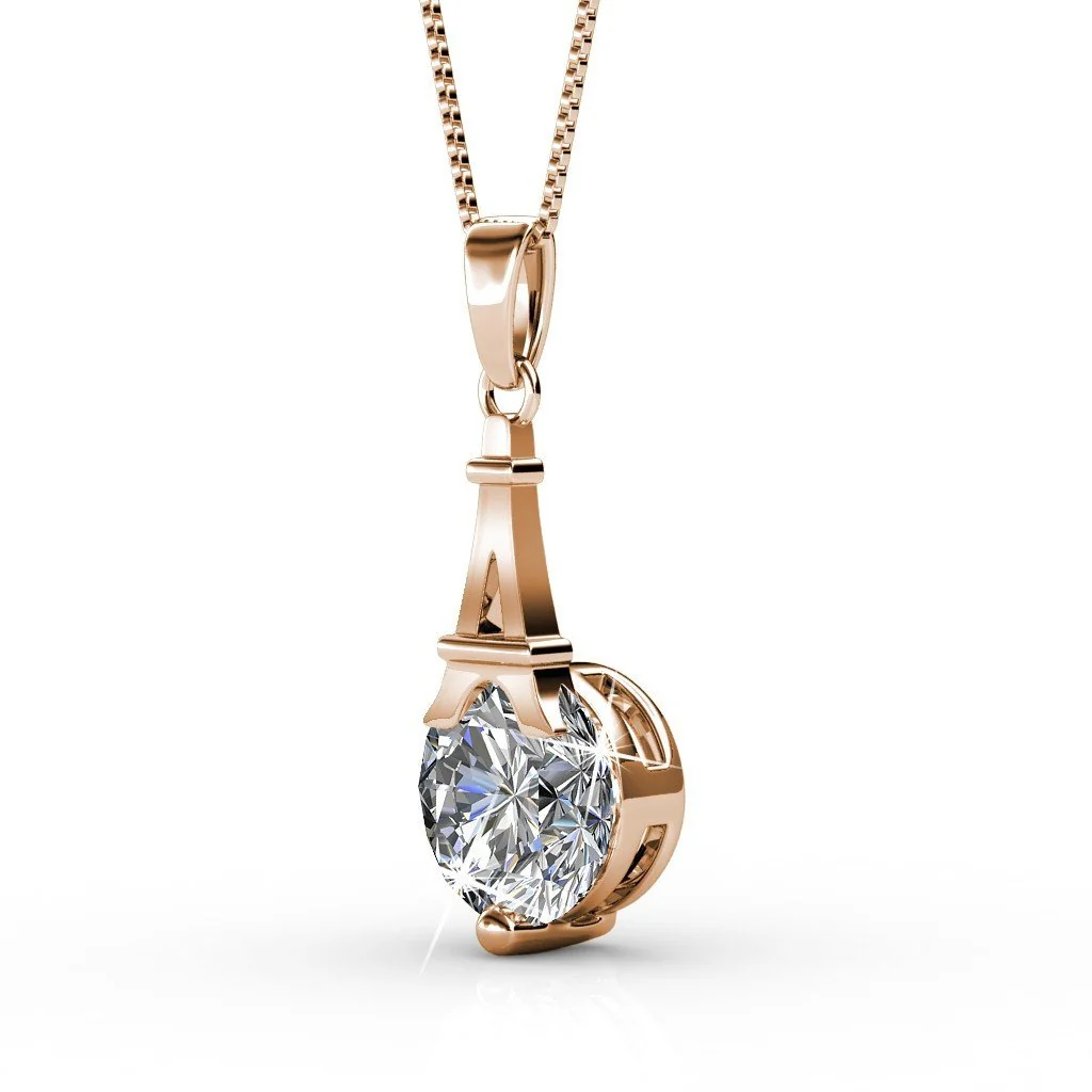 Isla 18k White Gold Plated Pendant Necklace with Round Swarovski Crystal - Image 14