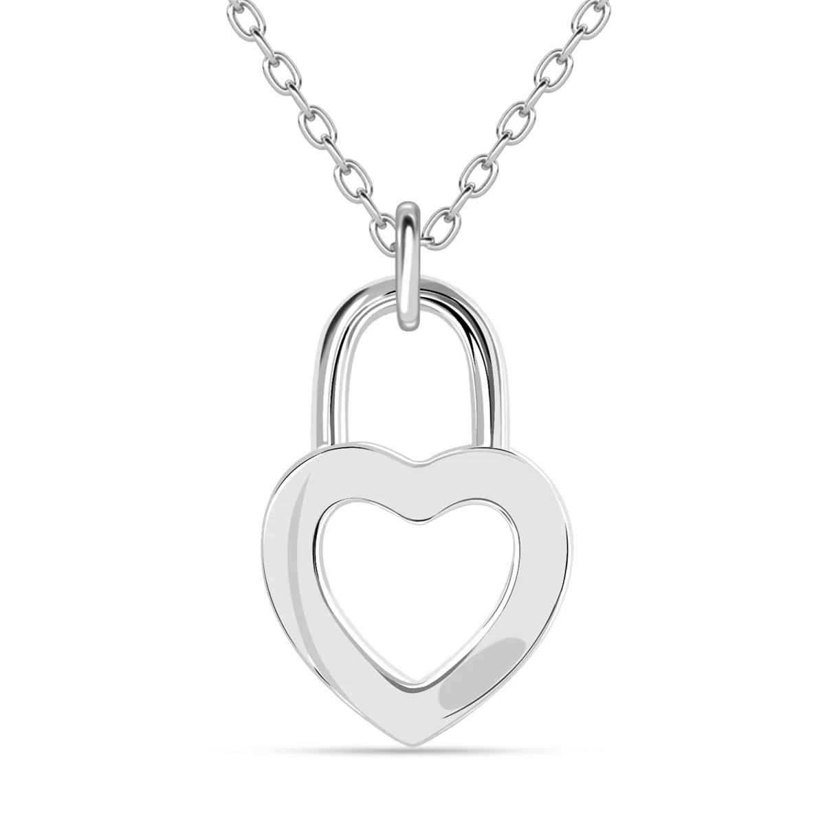 Janelle 18k White Gold Plated Heart Padlock Pendant Necklace with Swarovski Crystals - Image 10