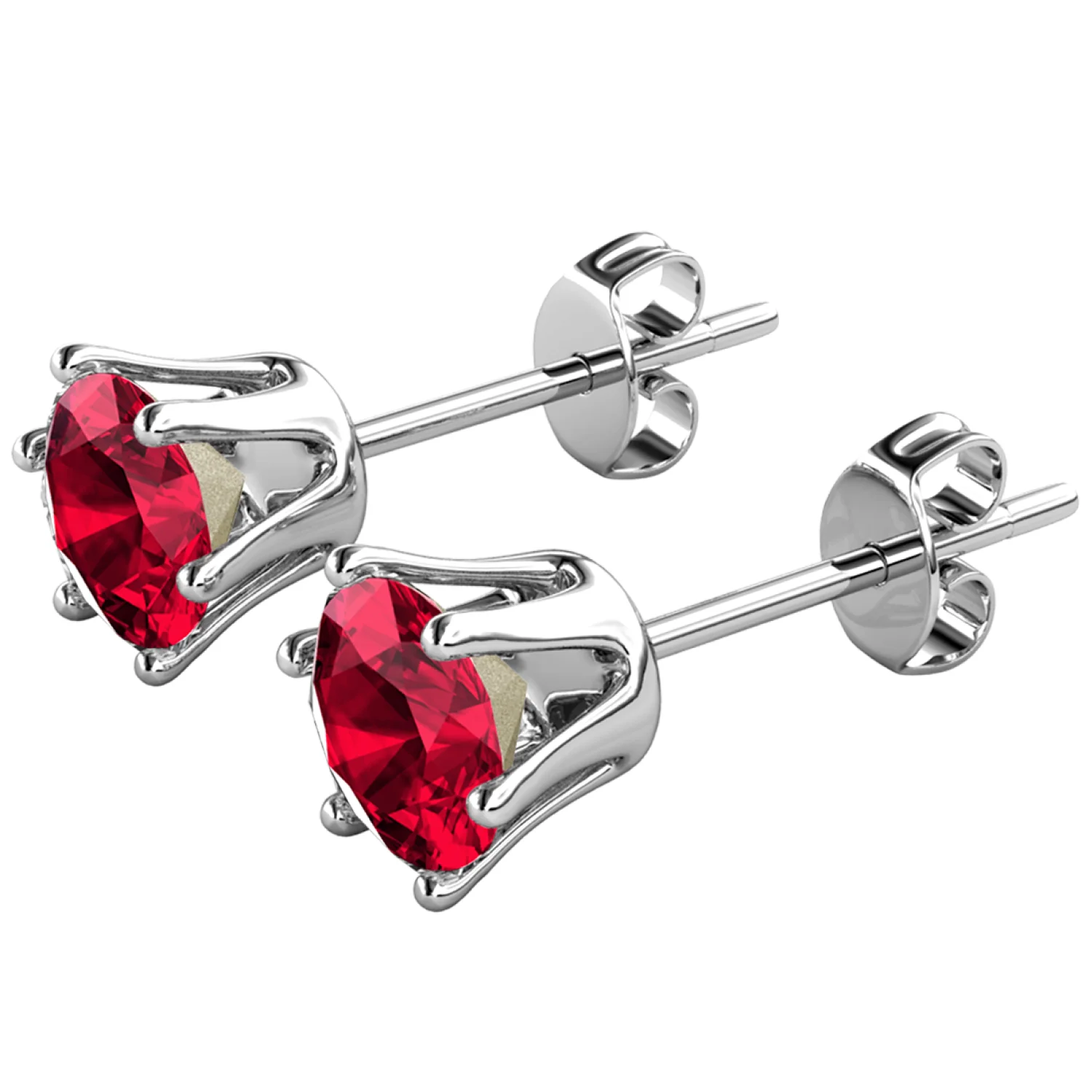 January Birthstone Garnet Earrings 18k White Gold Plated Stud Earrings with 1CT Swarovski Crystal - Image 6
