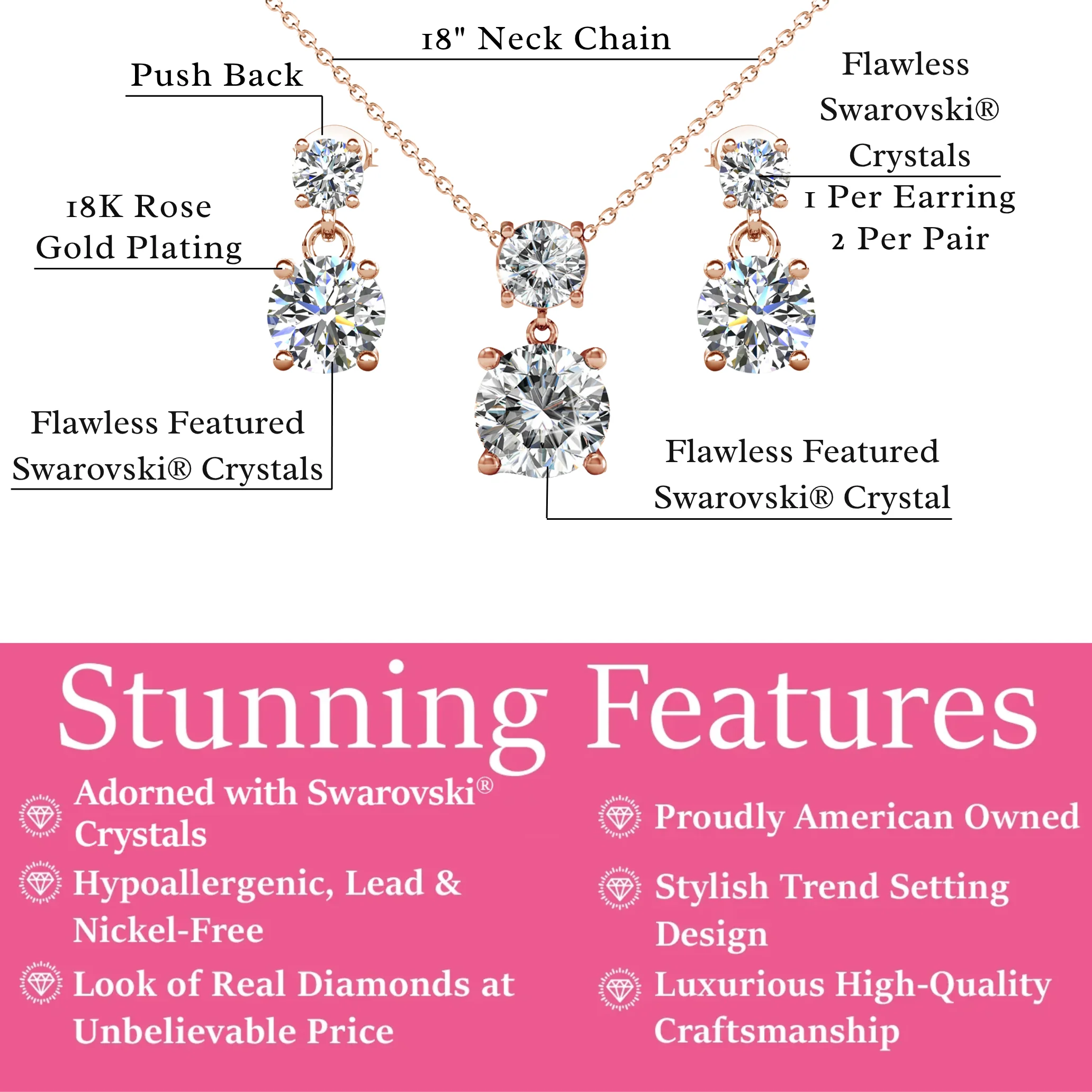 Jasmine 18k White Gold Plated Necklace and Earrings Jewelry Set with Swarovski Crystals - Image 15