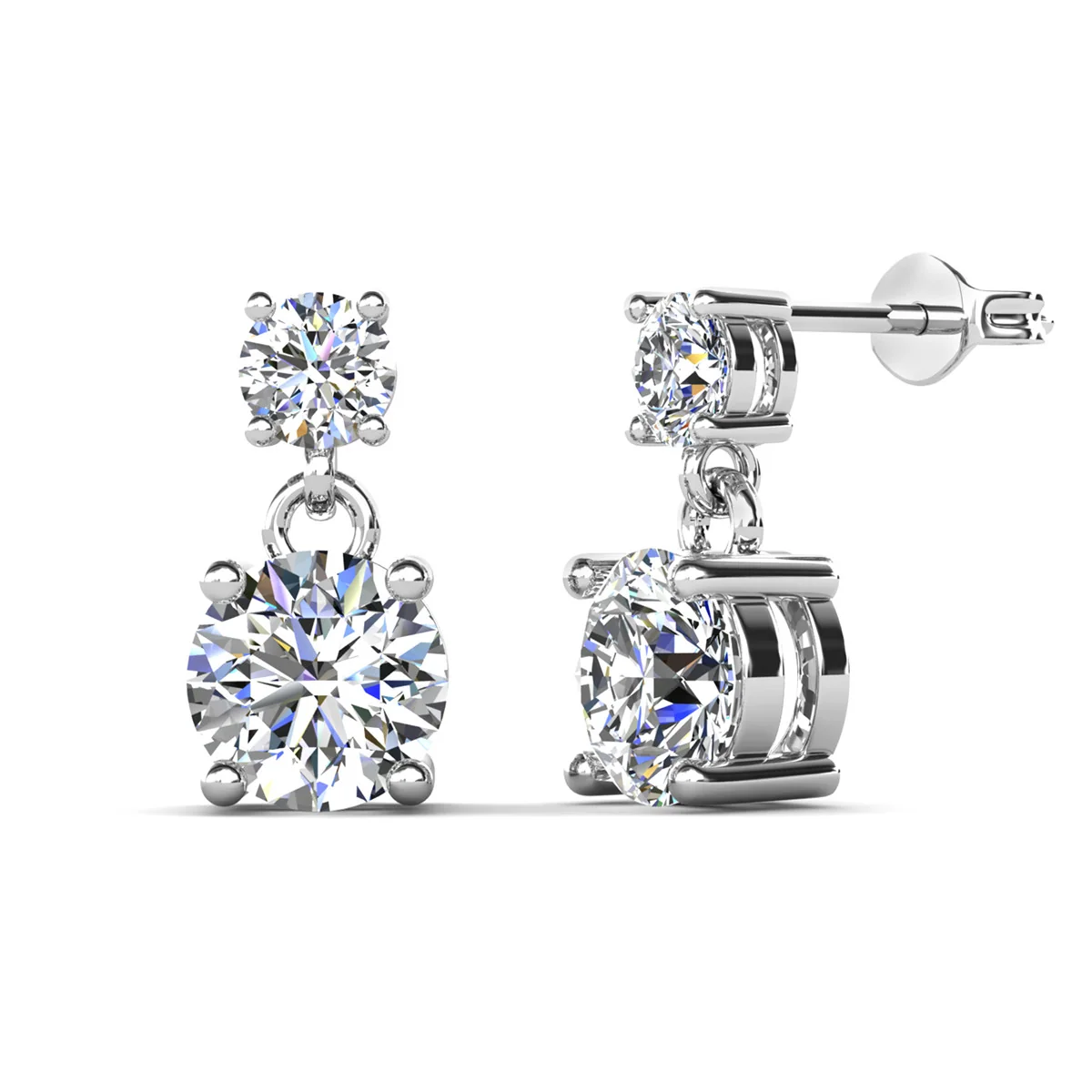 Jasmine 18k White Gold Plated Necklace and Earrings Jewelry Set with Swarovski Crystals - Image 9