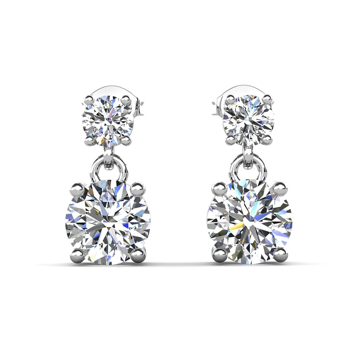 Jasmine 18k White Gold Plated Drop Earrings with Swarovski Crystals - Image 7