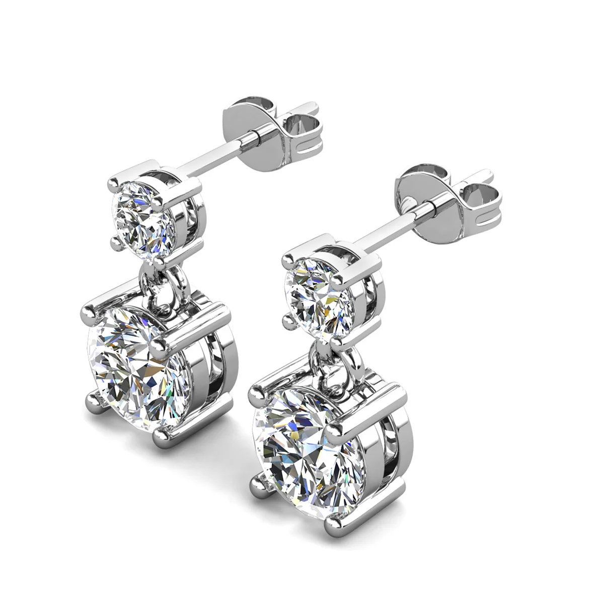 Jasmine 18k White Gold Plated Drop Earrings with Swarovski Crystals - Image 9