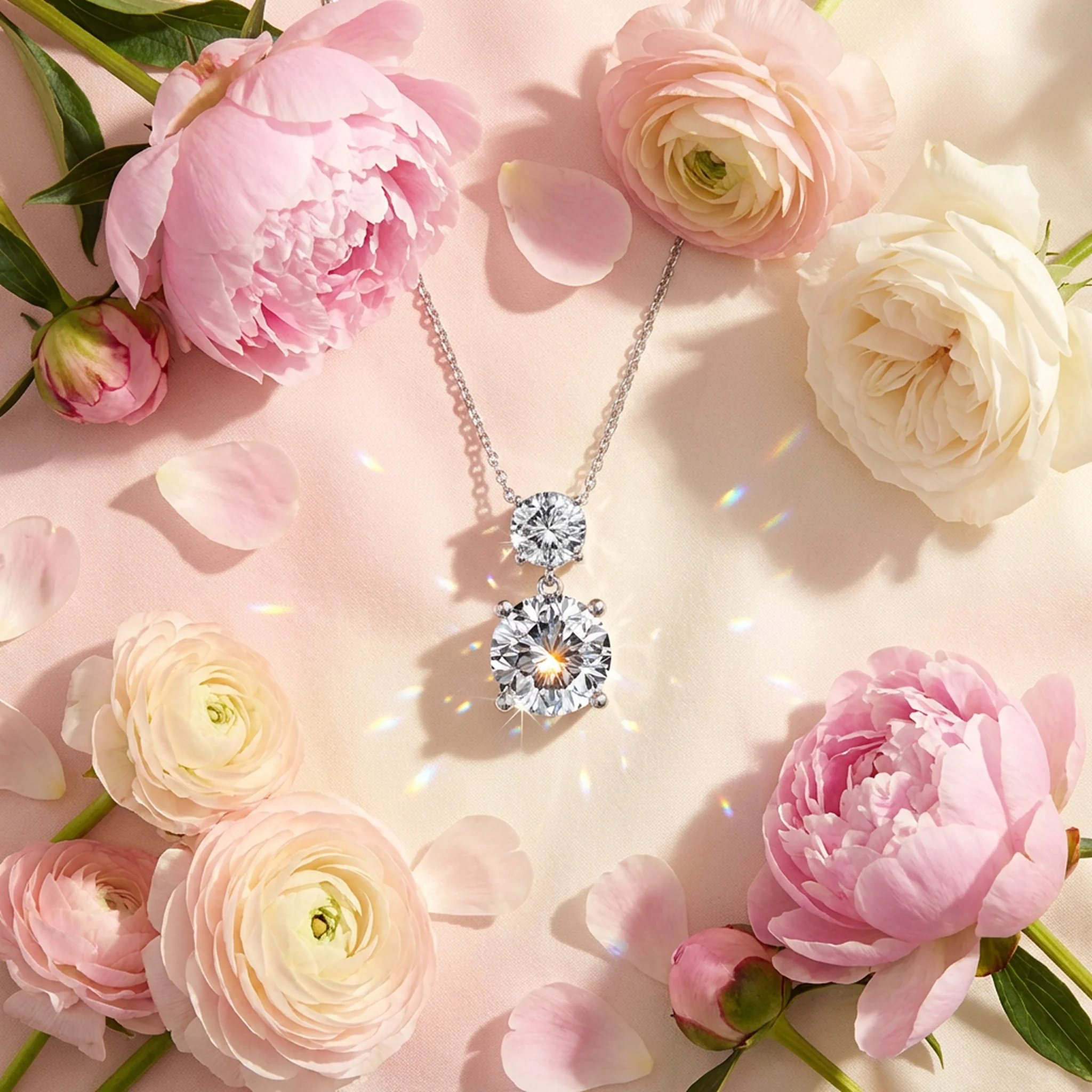 Jasmine 18k White Gold Plated Drop Necklace with Swarovski Crystals - Image 11