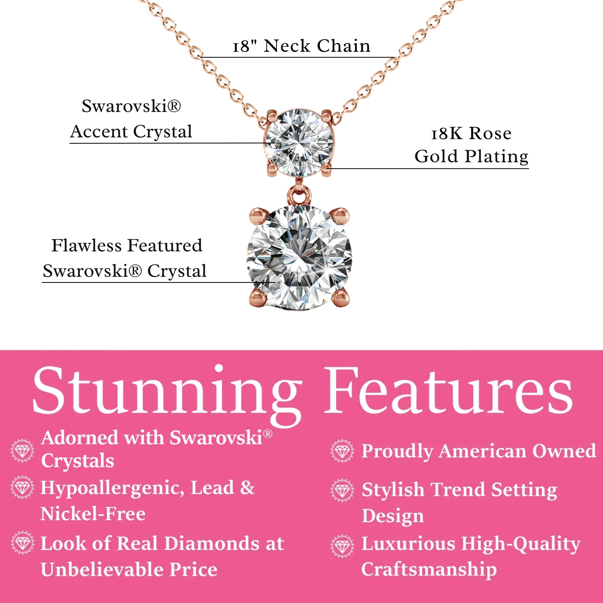 Jasmine 18k White Gold Plated Drop Necklace with Swarovski Crystals - Image 12