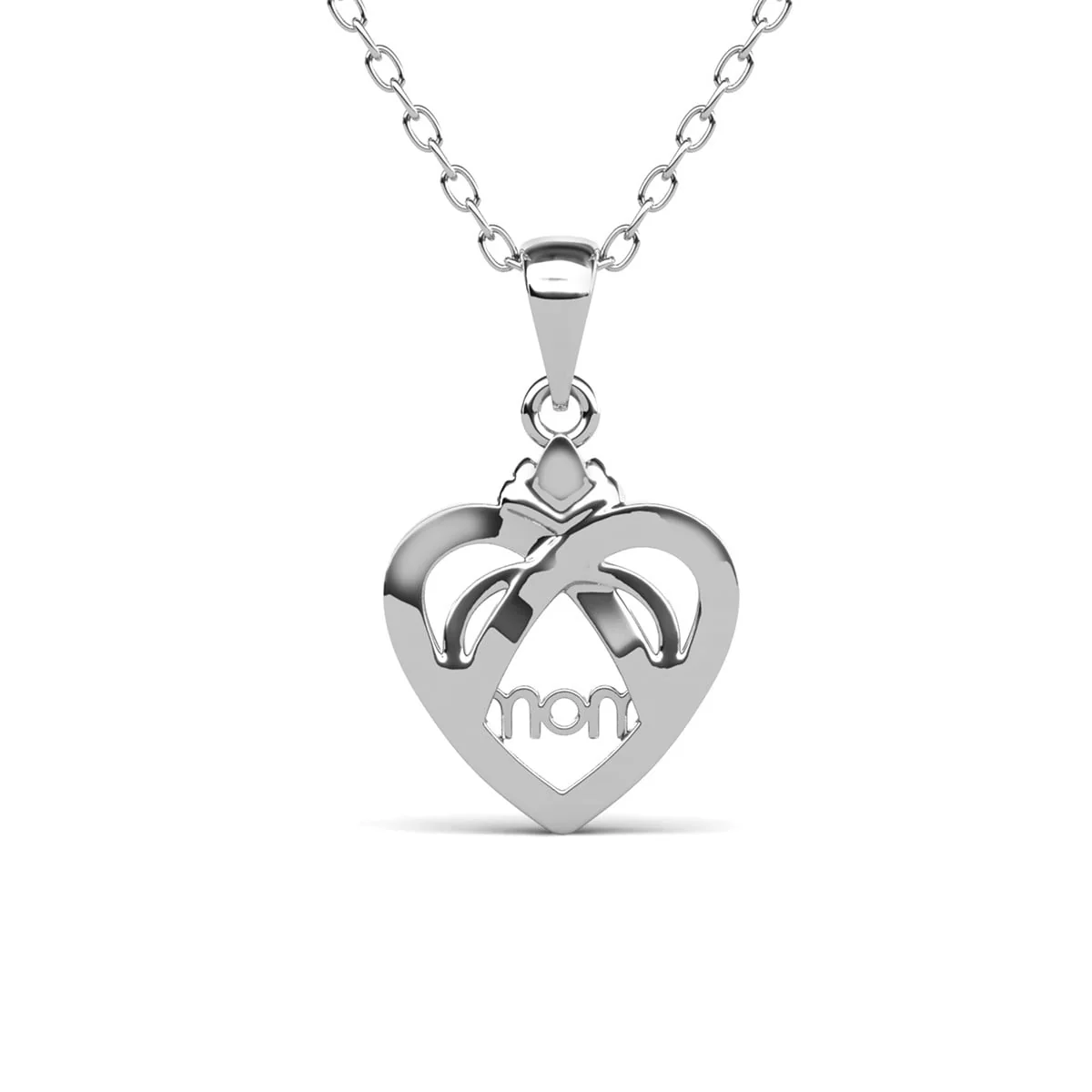 Jenna 18k White Gold Plated Necklace with Simulated Diamond Crystals & Heartfelt Message for Mom - Image 10
