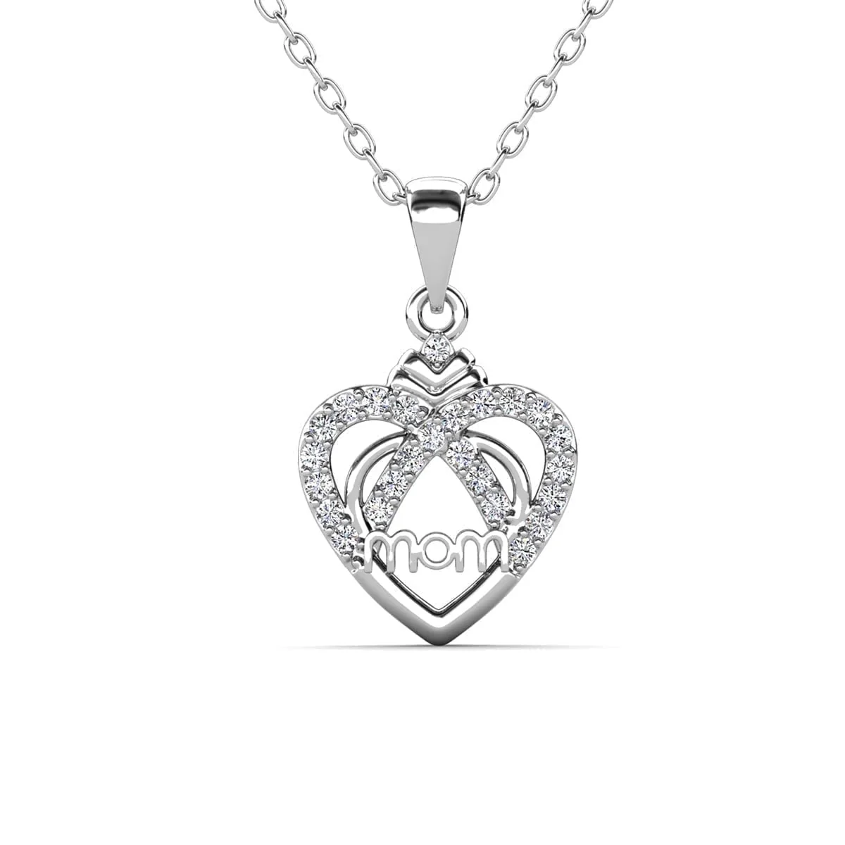 Jenna 18k White Gold Plated Necklace with Simulated Diamond Crystals & Heartfelt Message for Mom - Image 8