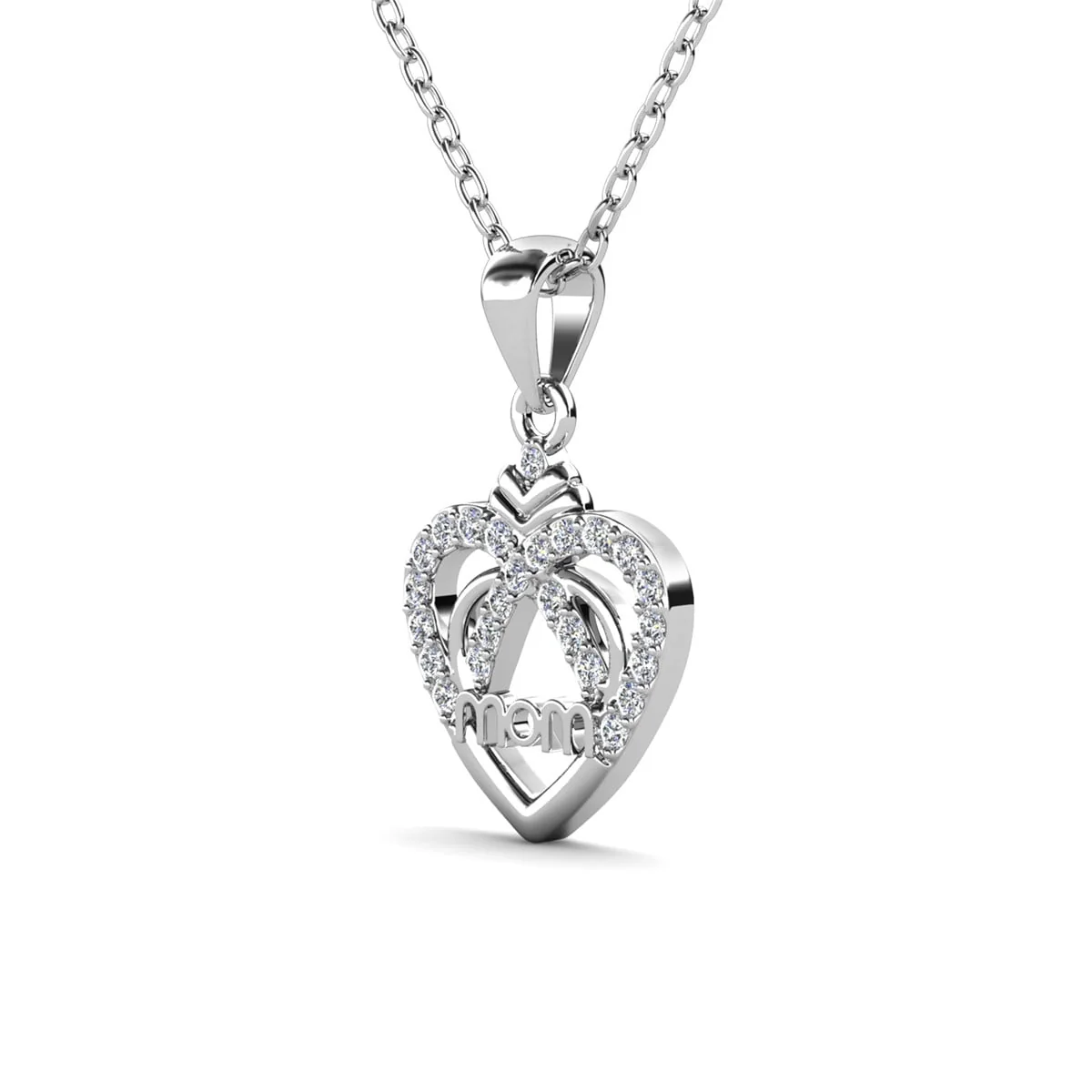 Jenna 18k White Gold Plated Necklace with Simulated Diamond Crystals & Heartfelt Message for Mom - Image 9