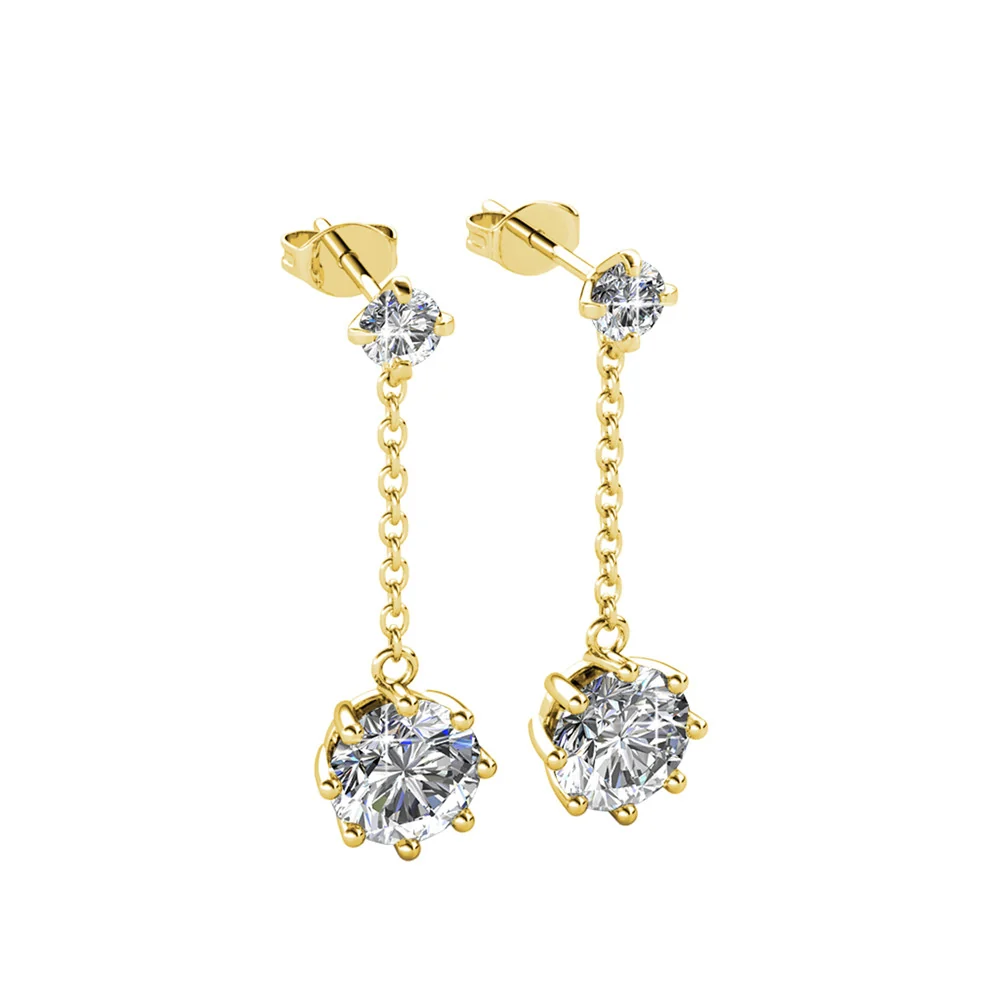 Jessie 18K White Gold Plated Dangle Stud Earrings with Swarovski Crystals - Image 11